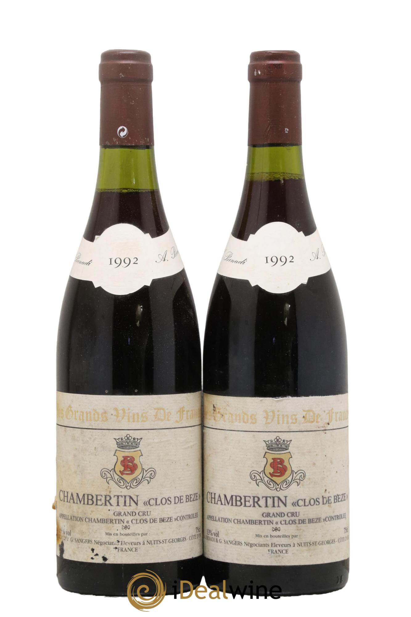 Chambertin Clos de Bèze Grand Cru Benadi et Sangers 1992 - Lot de 2 bouteilles - 0