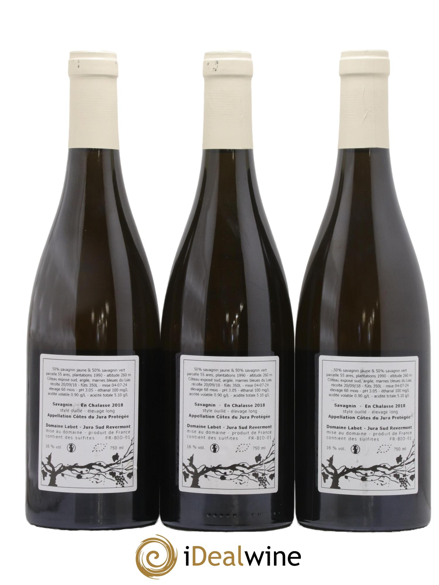 Côtes du Jura Savagnin en Chalasse Elevage Long Romain - Julien  - Charline Labet 2018 - Lot de 3 bouteilles - 1