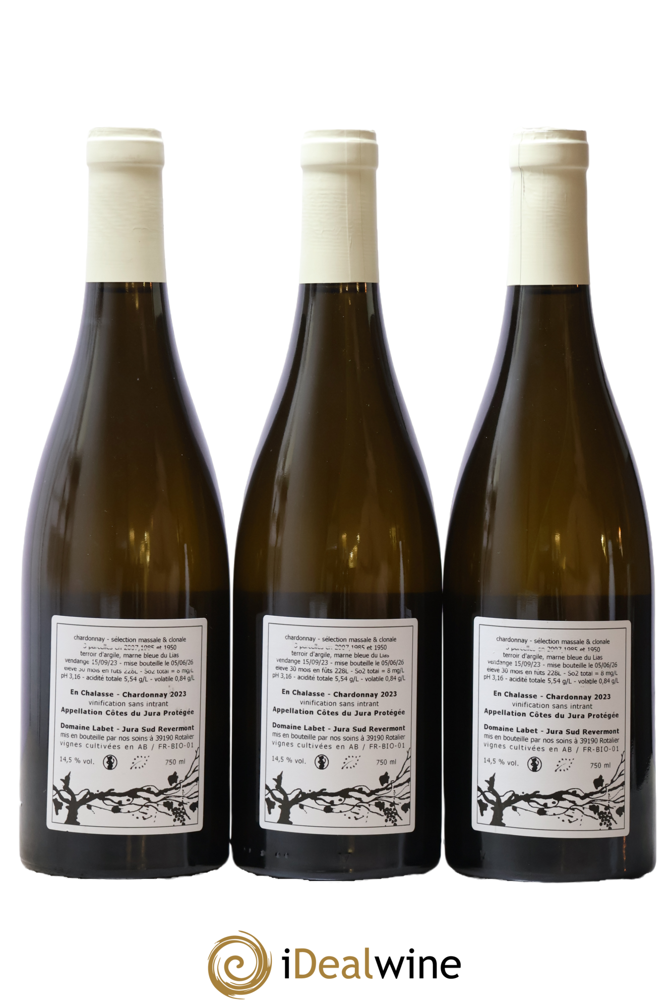 Côtes du Jura Chardonnay En Chalasse Romain - Julien  - Charline Labet 2023 - Lotto di 3 bottiglie - 1