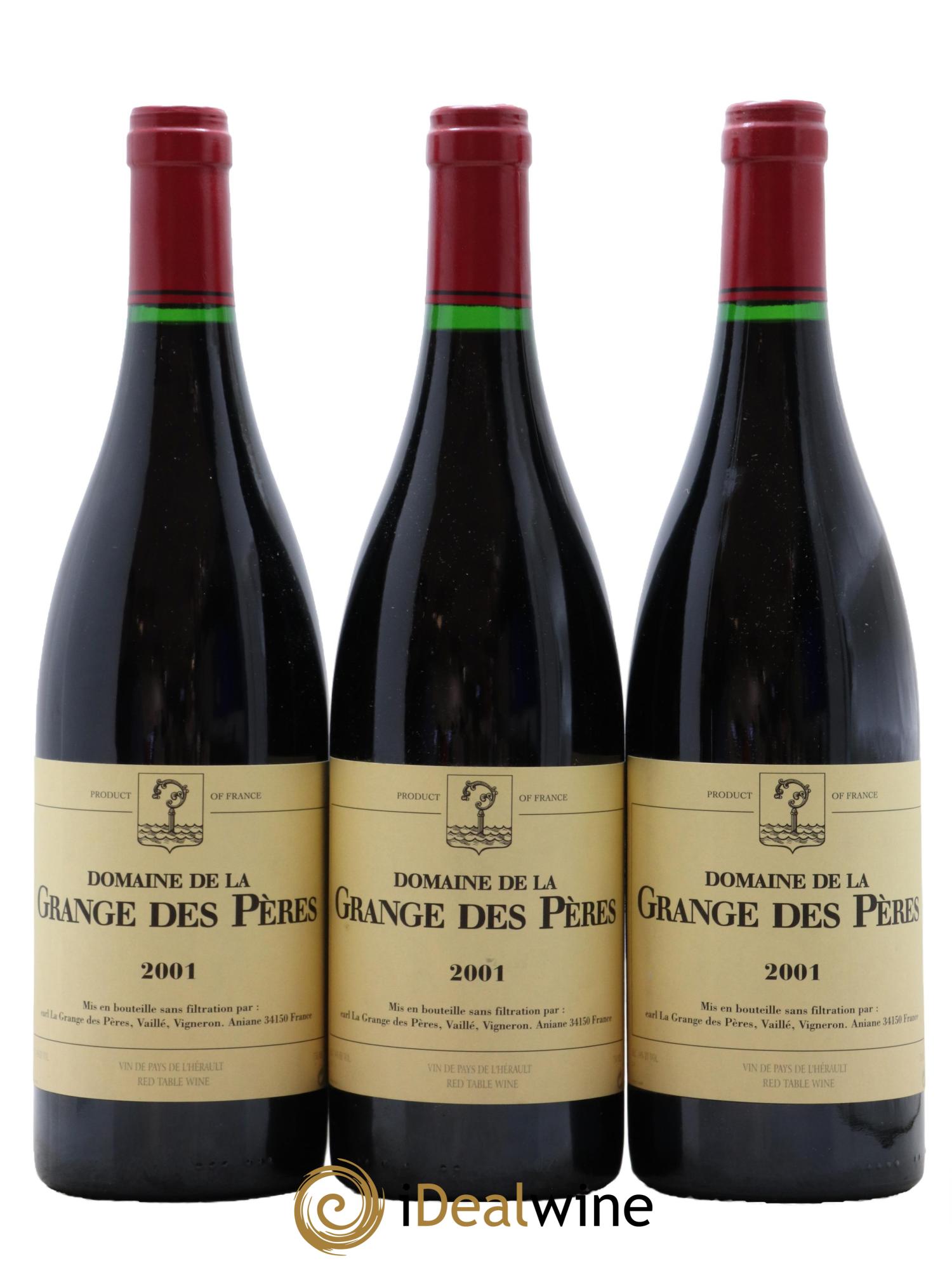Pays d'Hérault Grange des Pères Laurent Vaillé 2001 - Lot de 3 bouteilles - 0