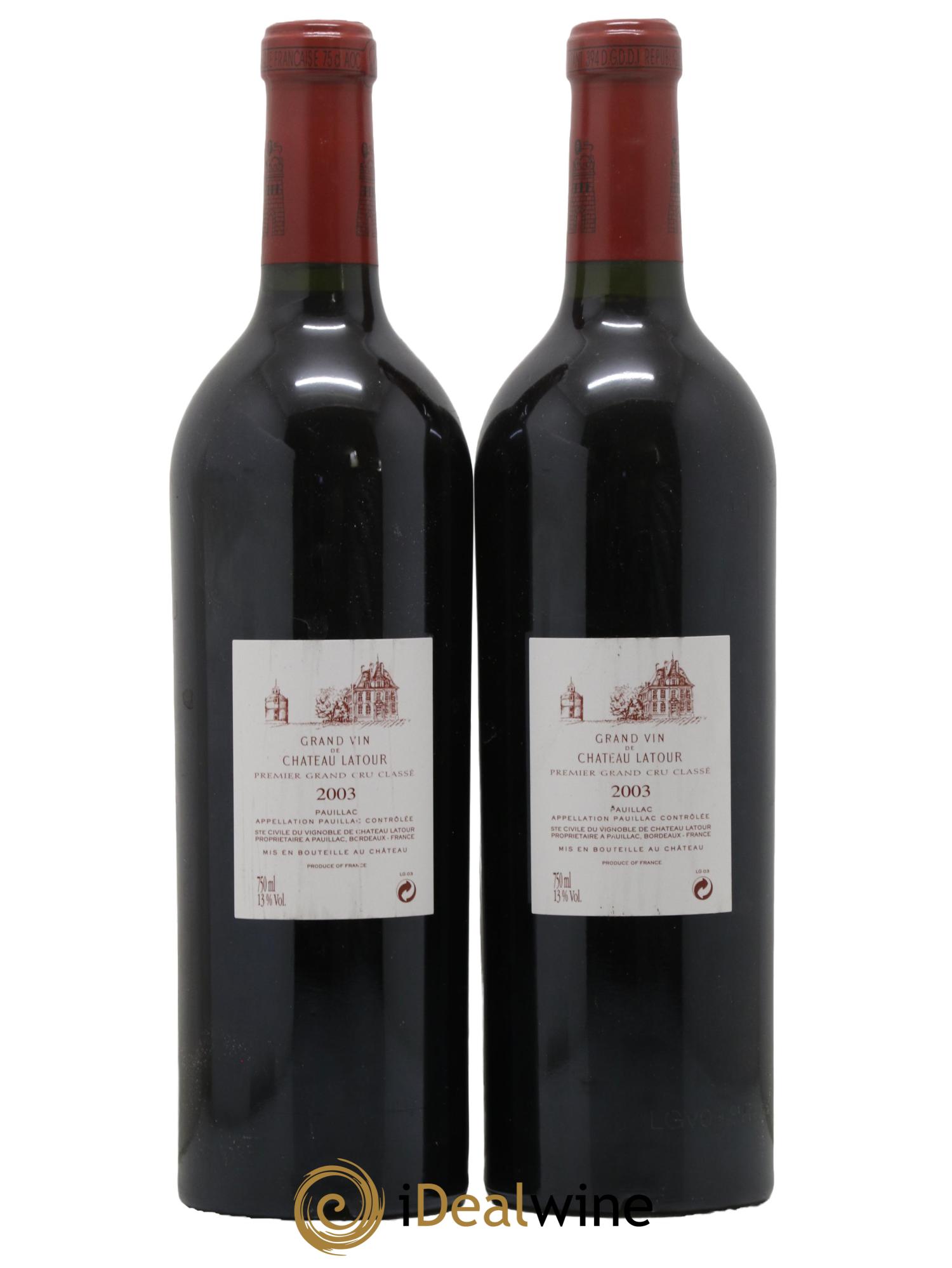 Château Latour 1er Grand Cru Classé 2003 - Lot de 2 bouteilles - 1