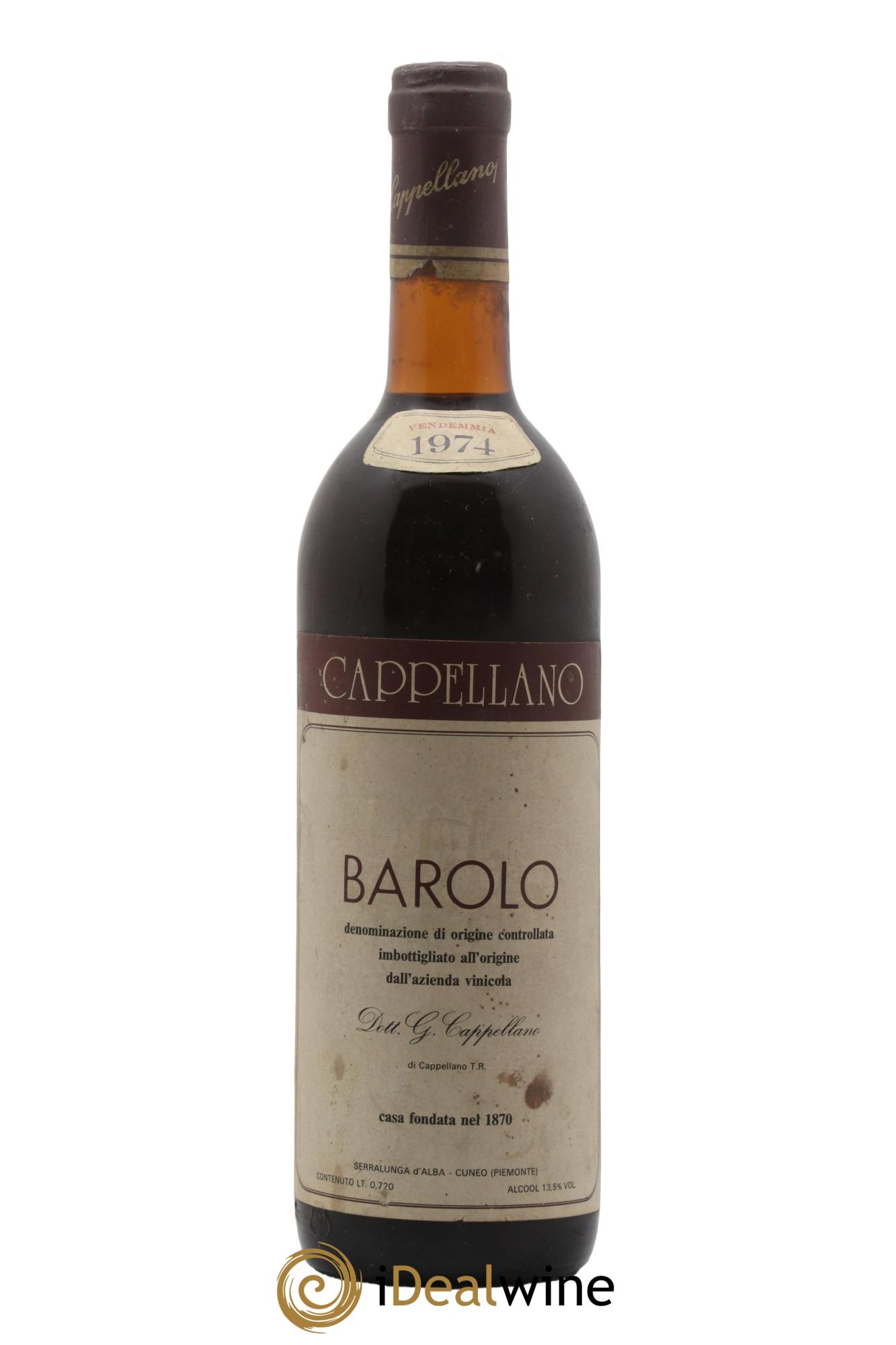 Barolo DOCG Cappellano 1974 - Lot of 1 bottle - 0