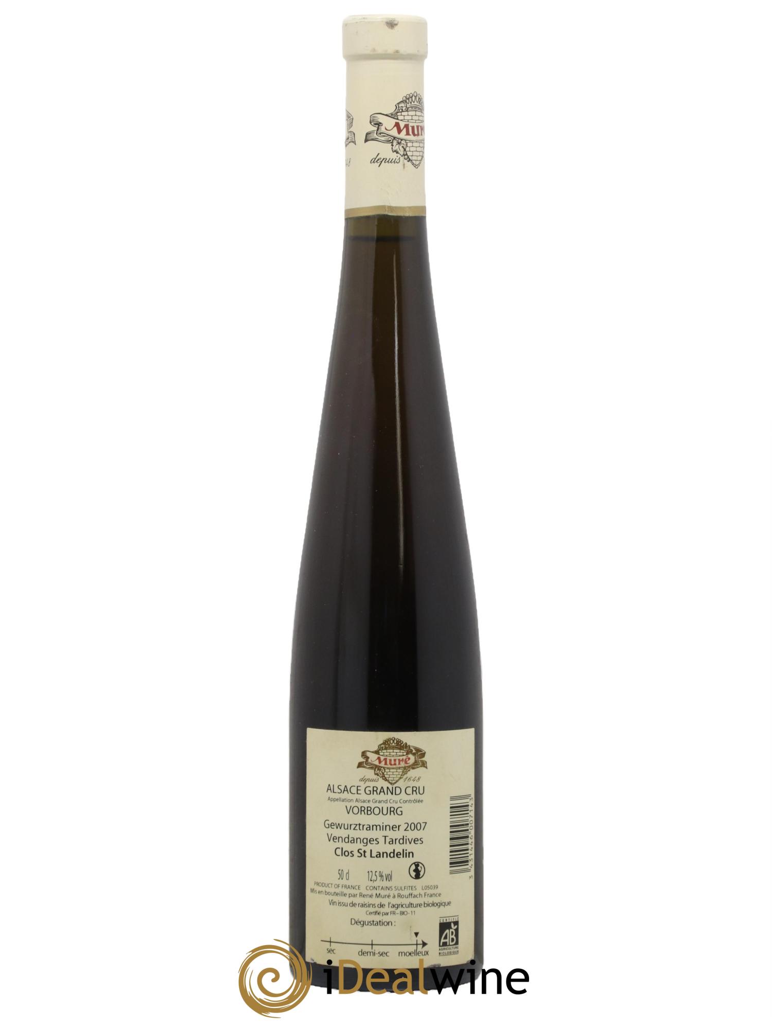 Alsace Grand Cru Vorbourg Gewurztraminer Vendanges Tardives Clos Saint Landelin Muré 2007 - Lot de 1 format 50cl - 1