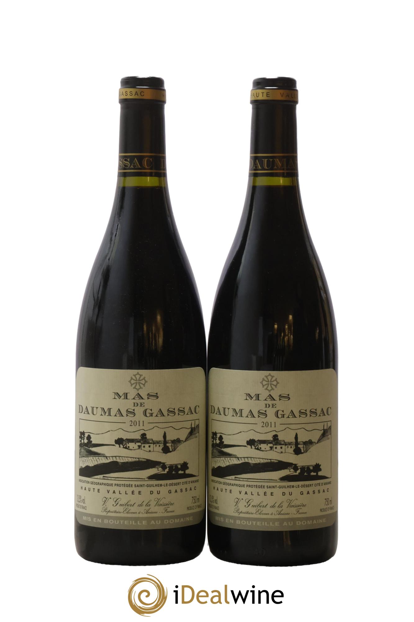 IGP St Guilhem-le-Désert - Cité d'Aniane Mas Daumas Gassac Famille Guibert de La Vaissière 2011 - Lot de 2 bouteilles - 0