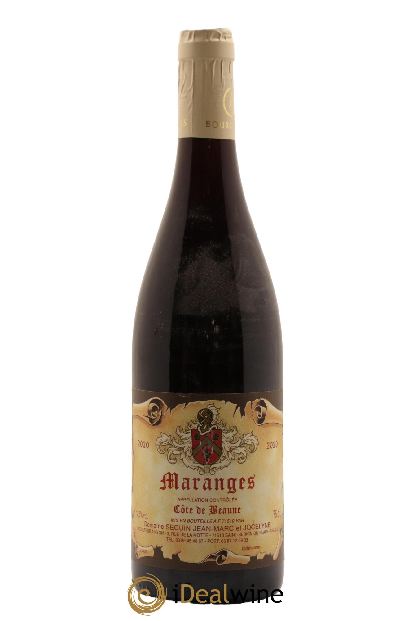 Maranges Domaine Jean Marc et Jocelyne Seguin 2020 - Lot de 1 bouteille - 0