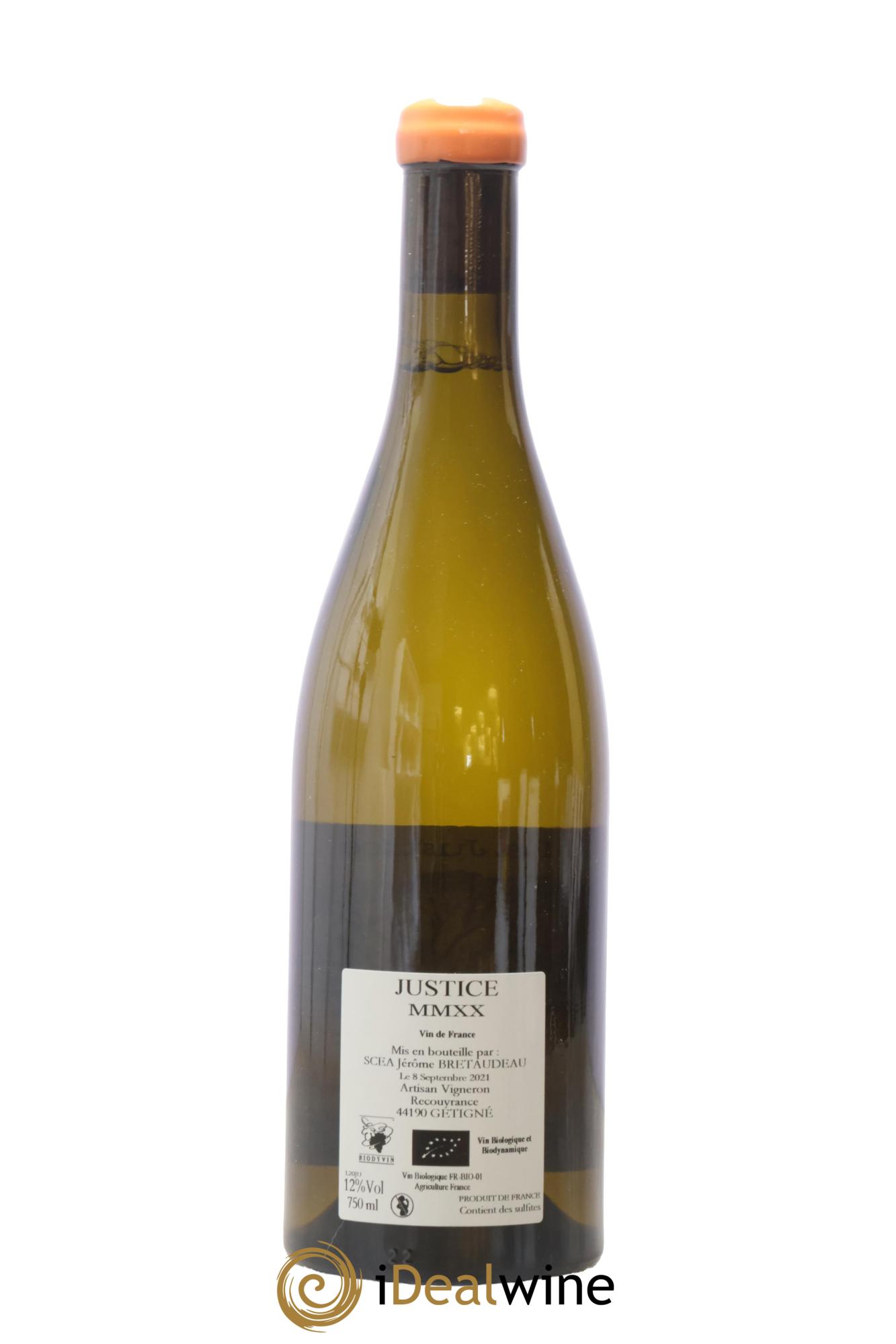 Vin de France La Justice Jérôme Bretaudeau - Domaine de Bellevue 2020 - Posten von 1 Flasche - 1