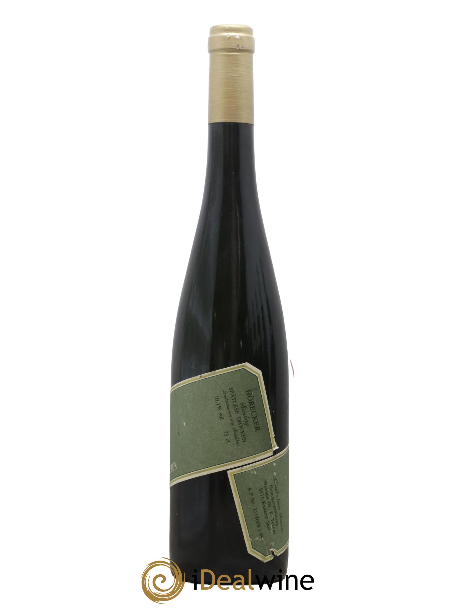 Allemagne Mosel-Saar Spatlese trocken Horecker Weingut Dr f Teiwes 1988 - Lot de 1 bouteille - 1