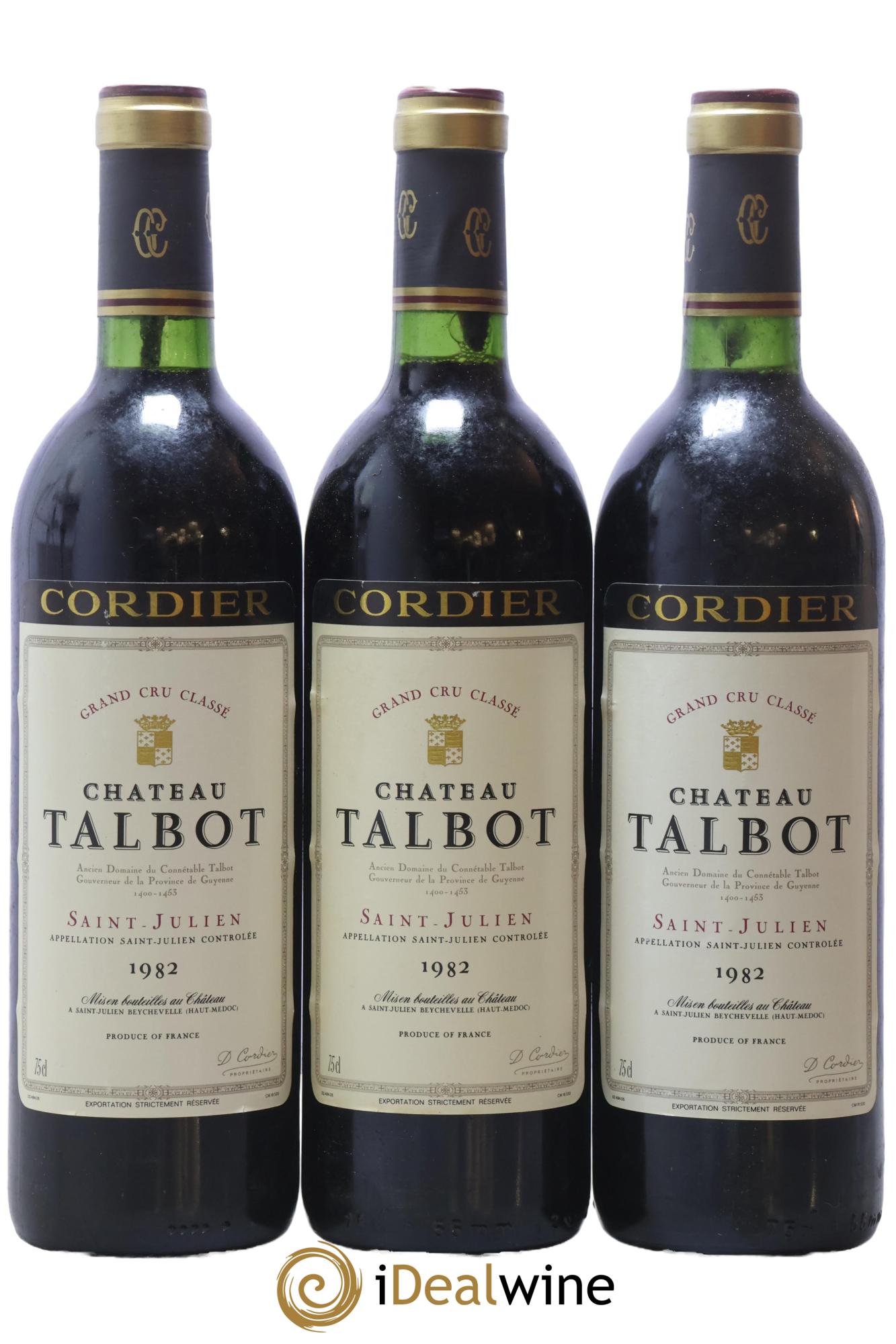 Château Talbot 4ème Grand Cru Classé 1982 - Lot de 3 bouteilles - 0