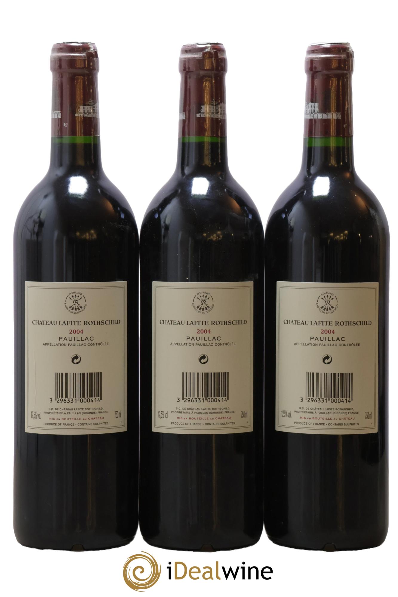 Château Lafite Rothschild 1er Grand Cru Classé 2004 - Lot de 3 bouteilles - 1