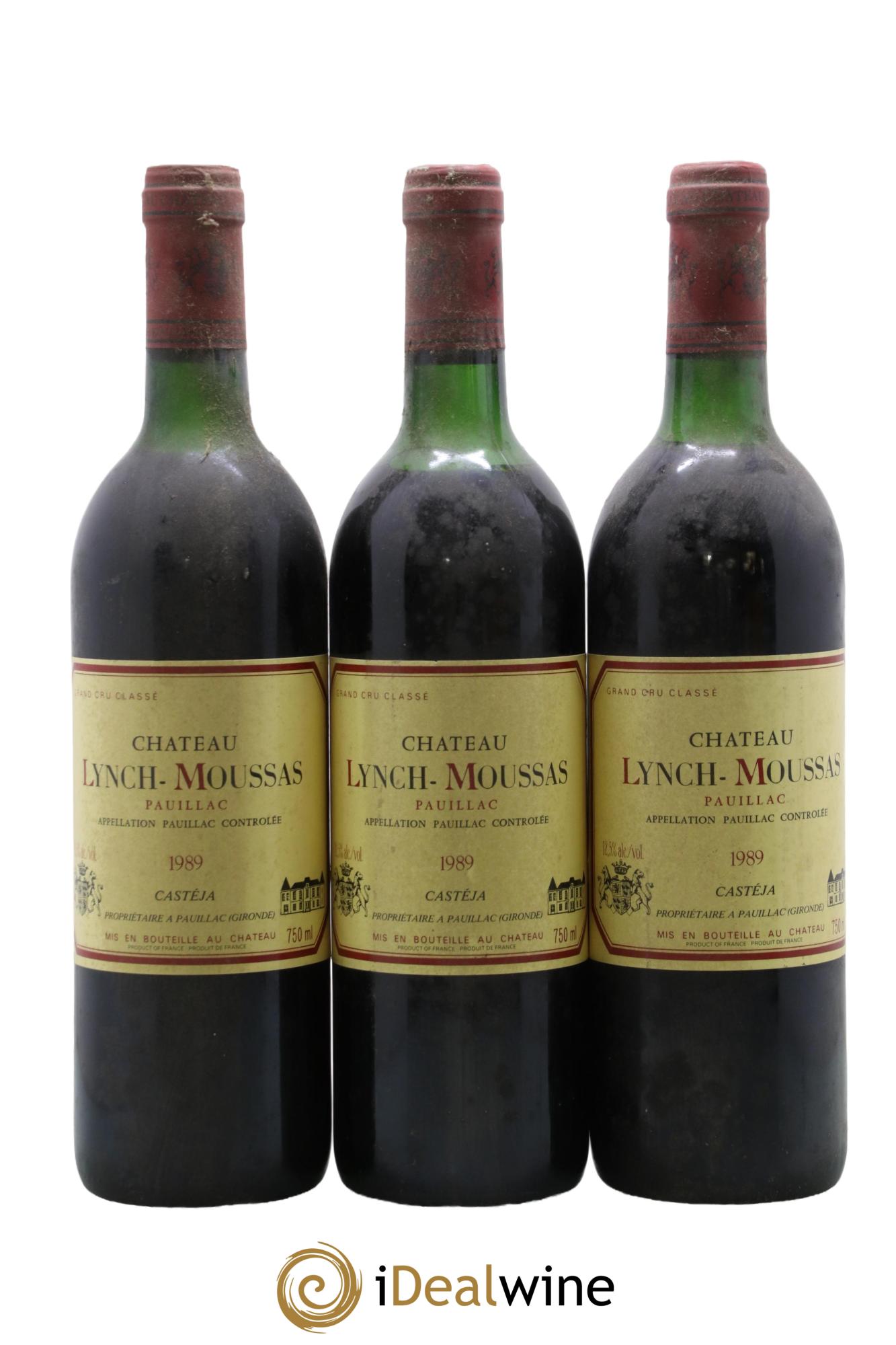 Château Lynch Moussas 5ème Grand Cru Classé 1989 - Lot de 3 bouteilles - 0