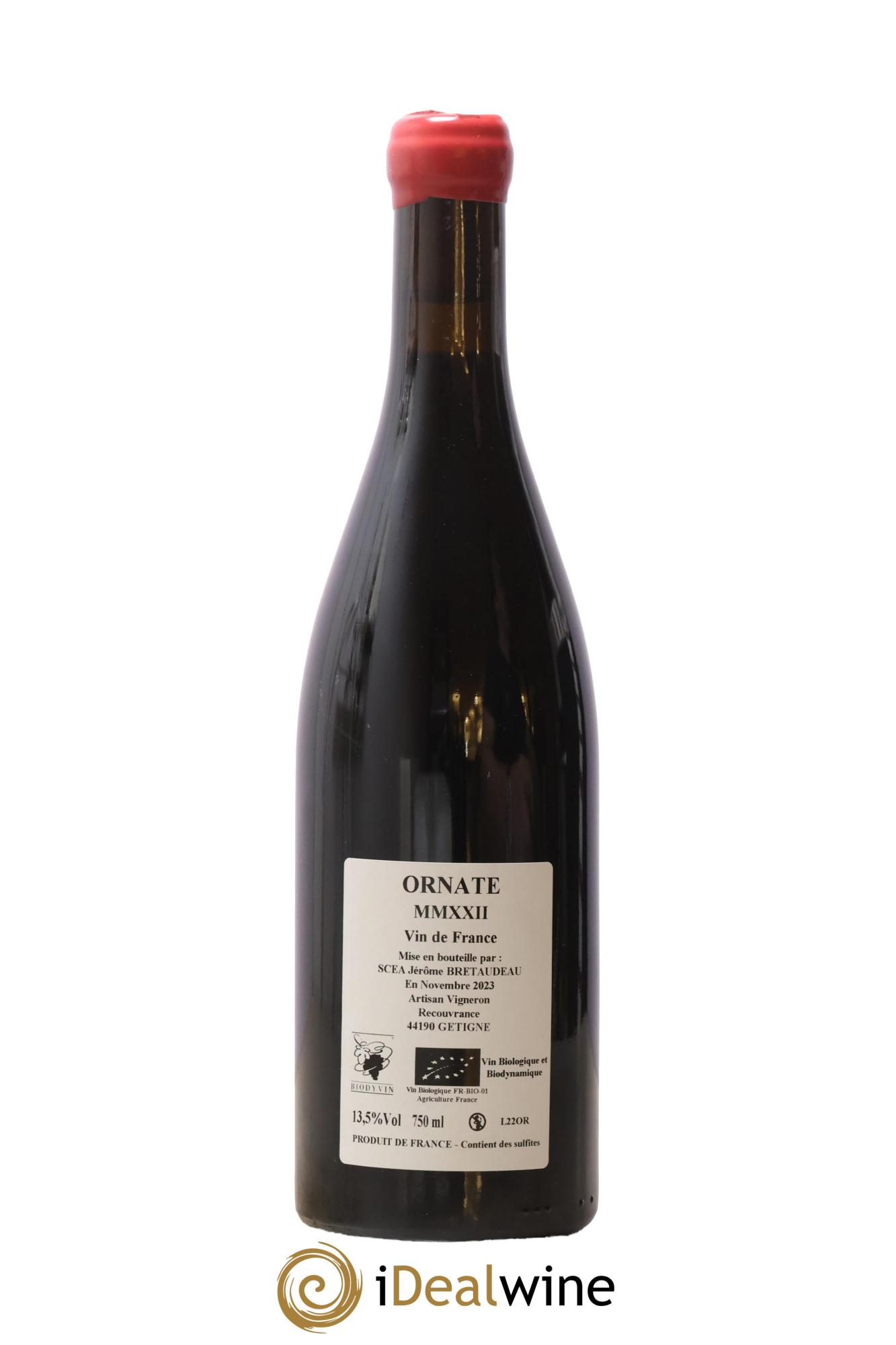Vin de France Merlot Ornaté Jérôme Bretaudeau - Domaine de Bellevue 2022 - Posten von 1 Flasche - 1