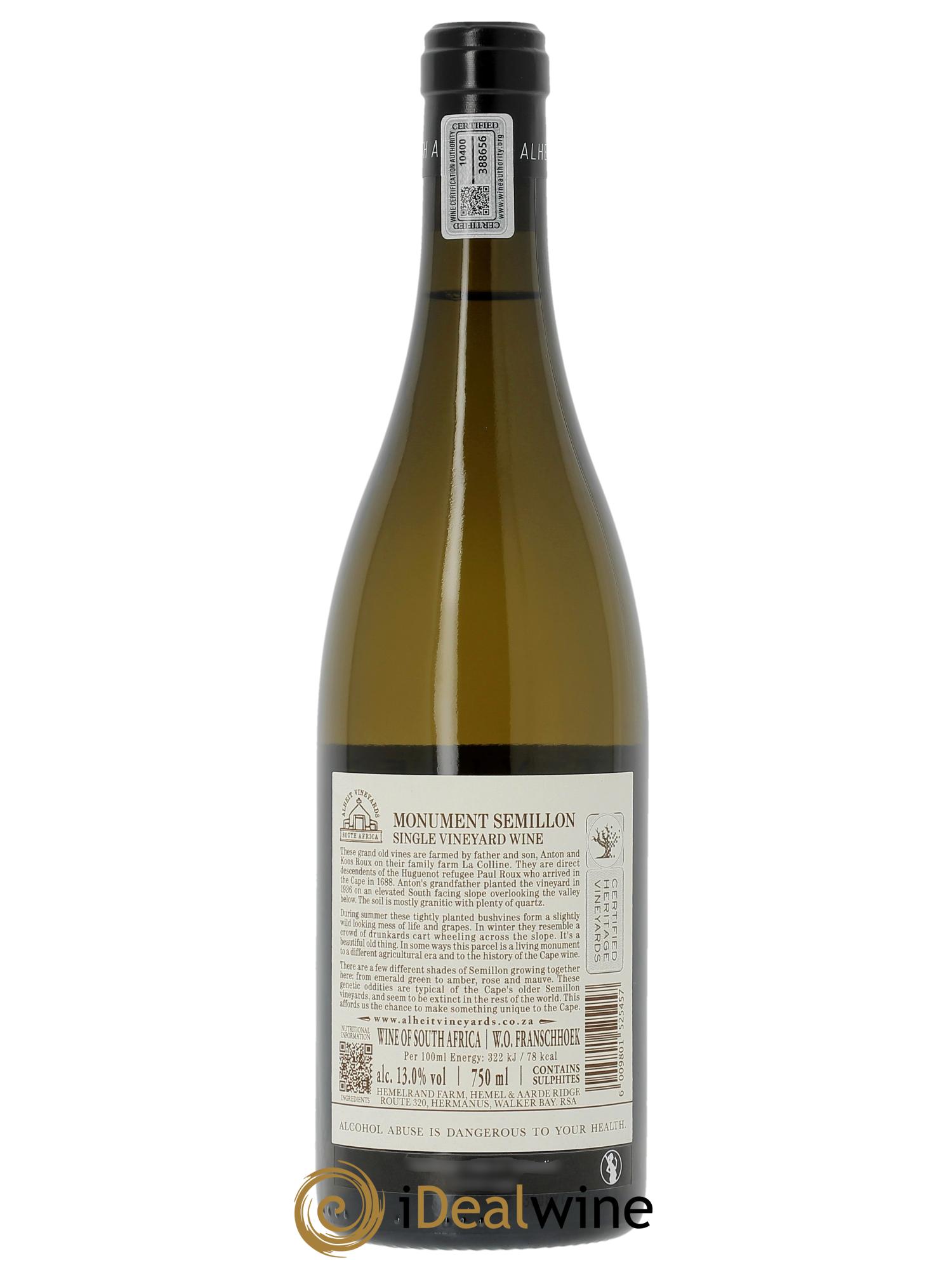 Franschhoek Alheit Vineyards Monument Semillon 2024 - Posten von 1 Flasche - 1