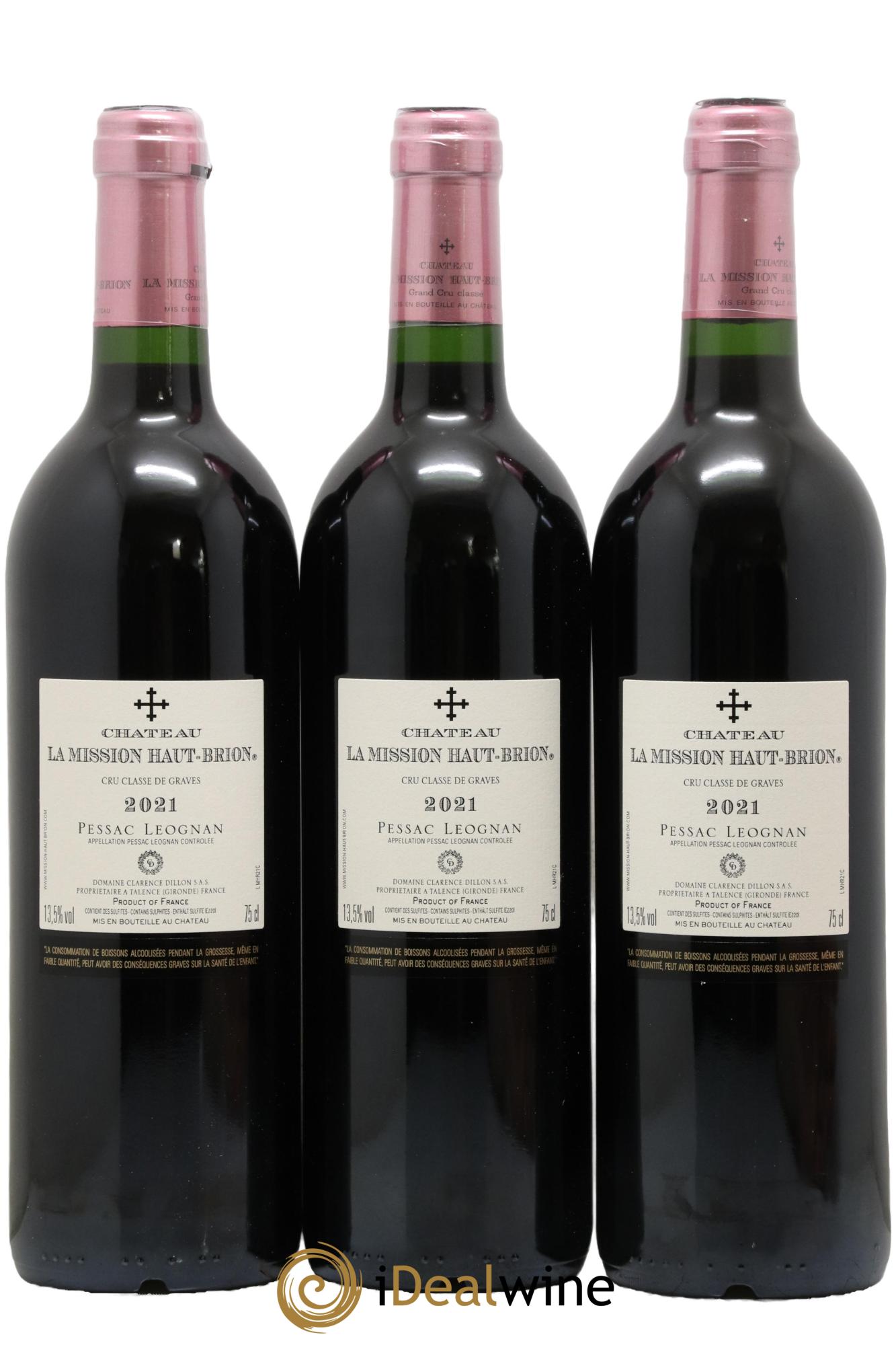 Château la Mission Haut-Brion Cru Classé de Graves 2021 - Lot of 3 bottles - 1