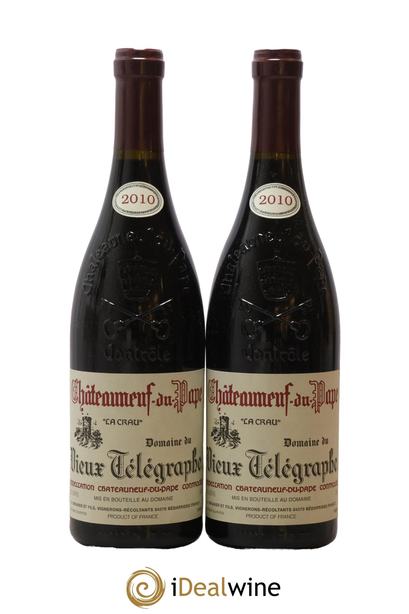 Châteauneuf-du-Pape Vieux Télégraphe (Domaine du) Vignobles Brunier 2010 - Lot de 2 bouteilles - 0