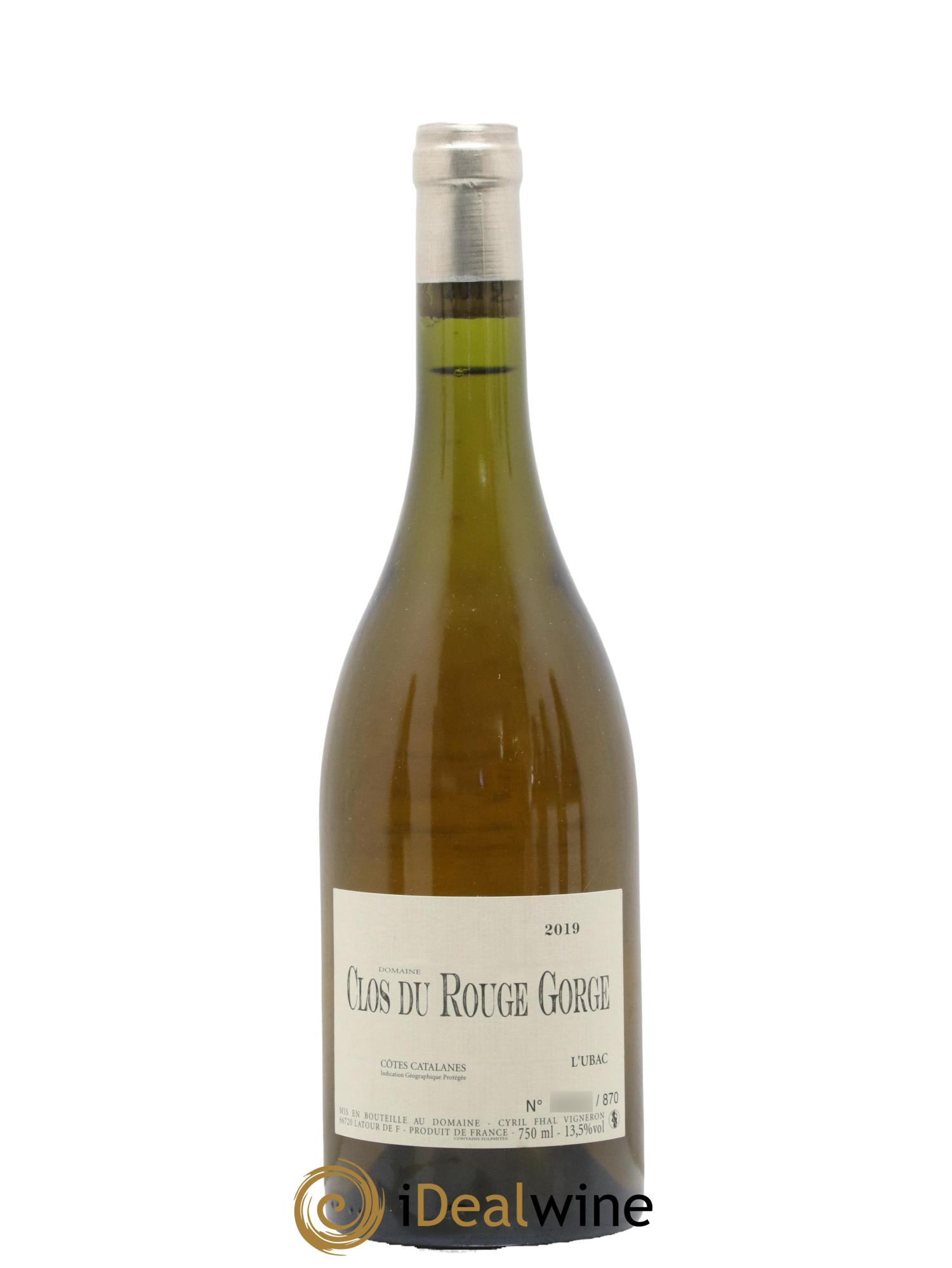 Côtes Catalanes Clos du Rouge Gorge L'Ubac Cyril Fhal 2019 - Lot de 1 bouteille - 0