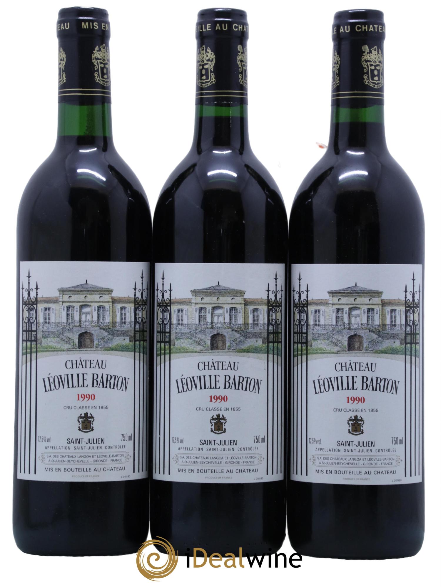 Château Léoville Barton 2ème Grand Cru Classé 1990 - Lot de 3 bouteilles - 0