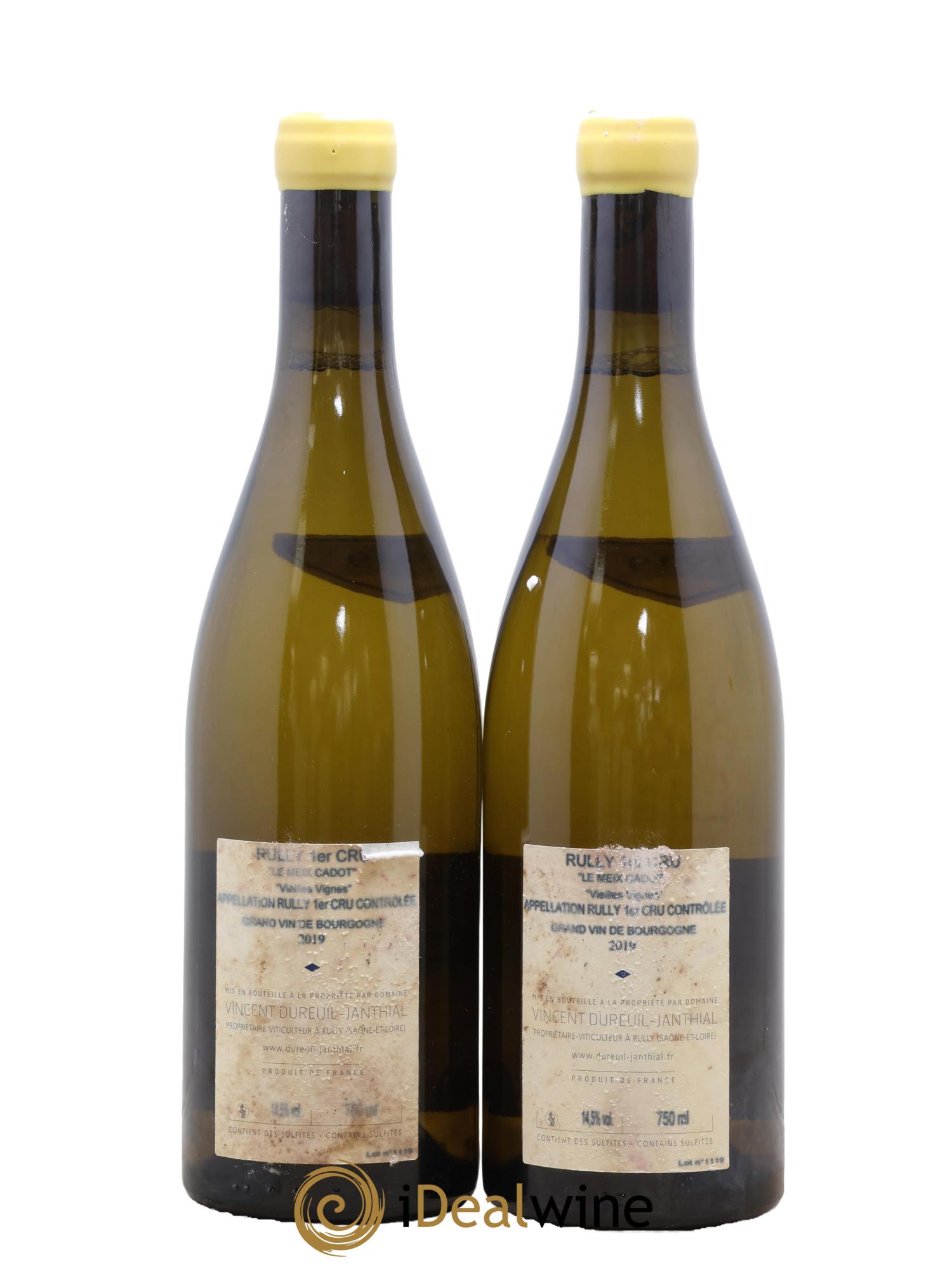 Rully 1er Cru Le Meix Cadot Vieilles Vignes Vincent Dureuil-Janthial 2019 - Lot of 2 bottles - 1