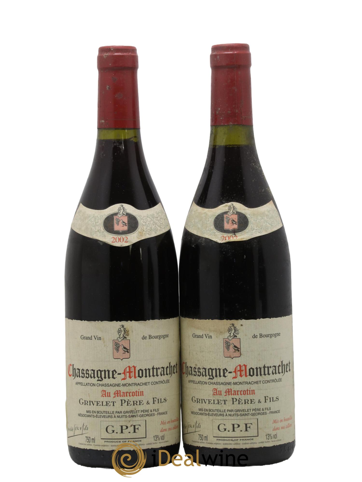 Chassagne-Montrachet Au Marcotin Domaine Grivelet 2002 - Lot de 2 bouteilles - 0