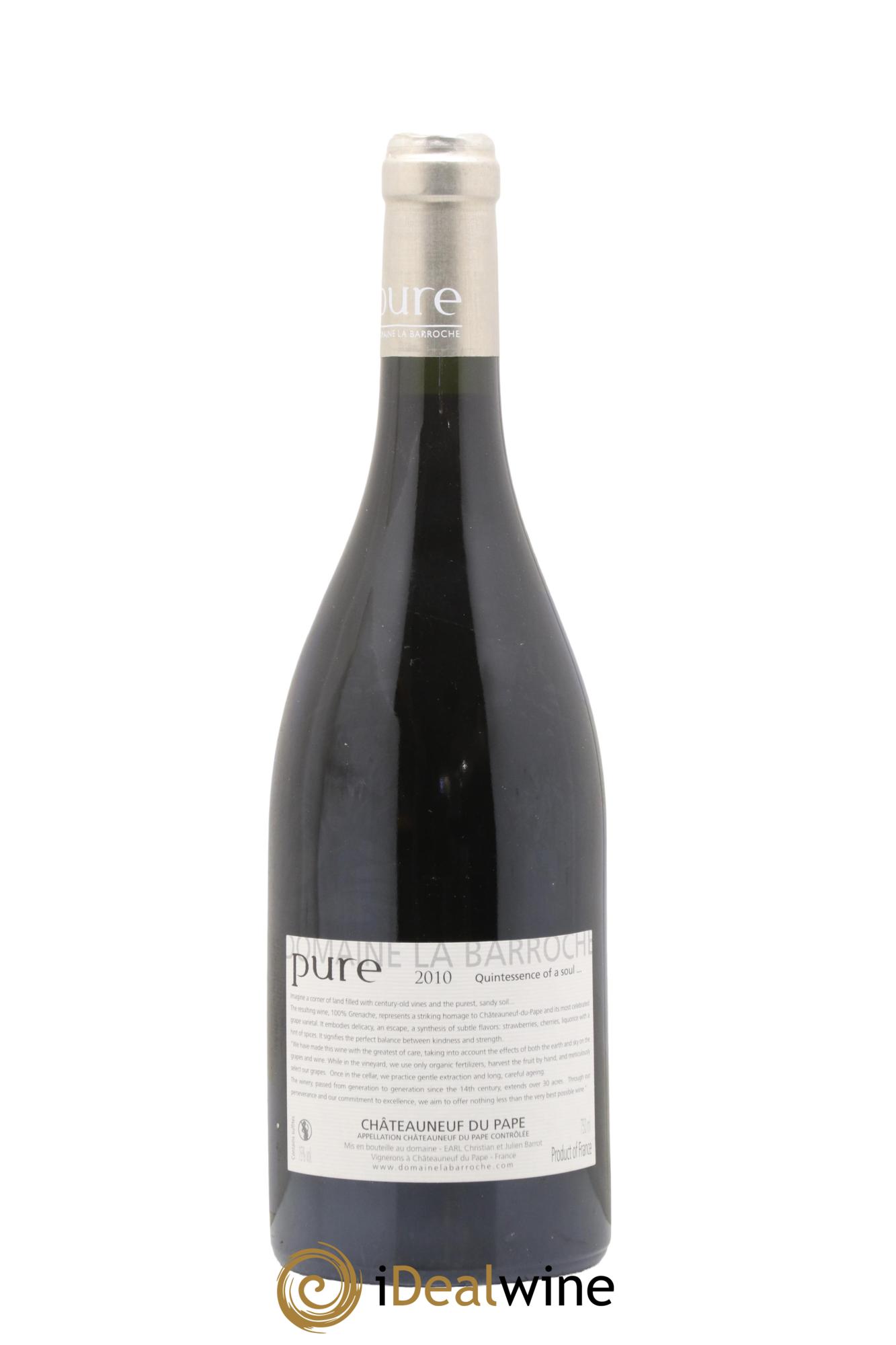 Châteauneuf-du-Pape Cuvée Pure Domaine La Barroche 2010 - Lot of 1 bottle - 1