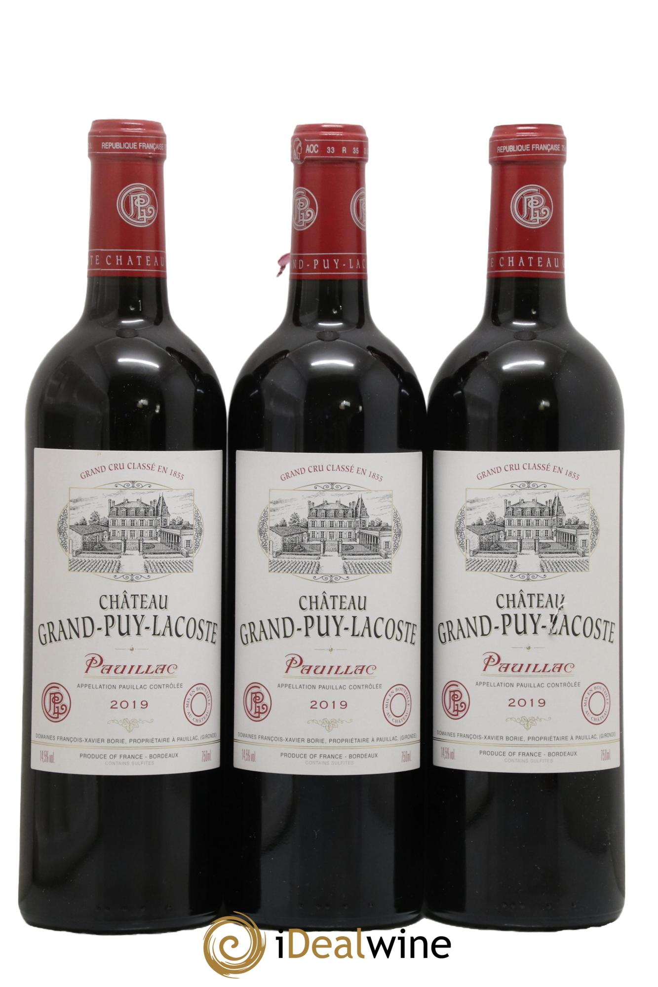 Château Grand Puy Lacoste 5ème Grand Cru Classé 2019 - Lotto di 3 bottiglie - 0
