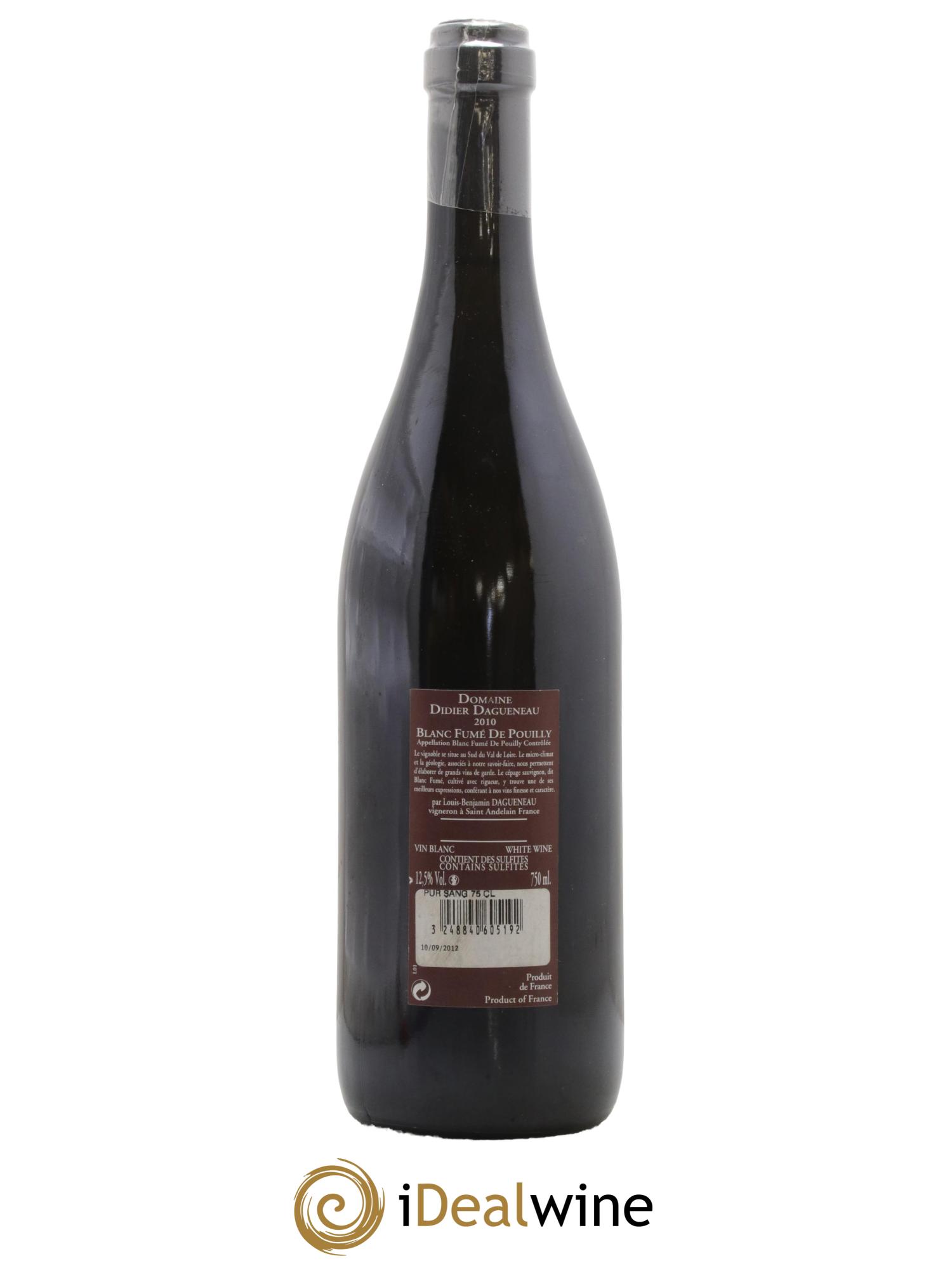 Vin de France (anciennement Pouilly-Fumé) Pur Sang Dagueneau (Domaine Didier - Louis-Benjamin) 2010 - Lot de 1 bouteille - 1
