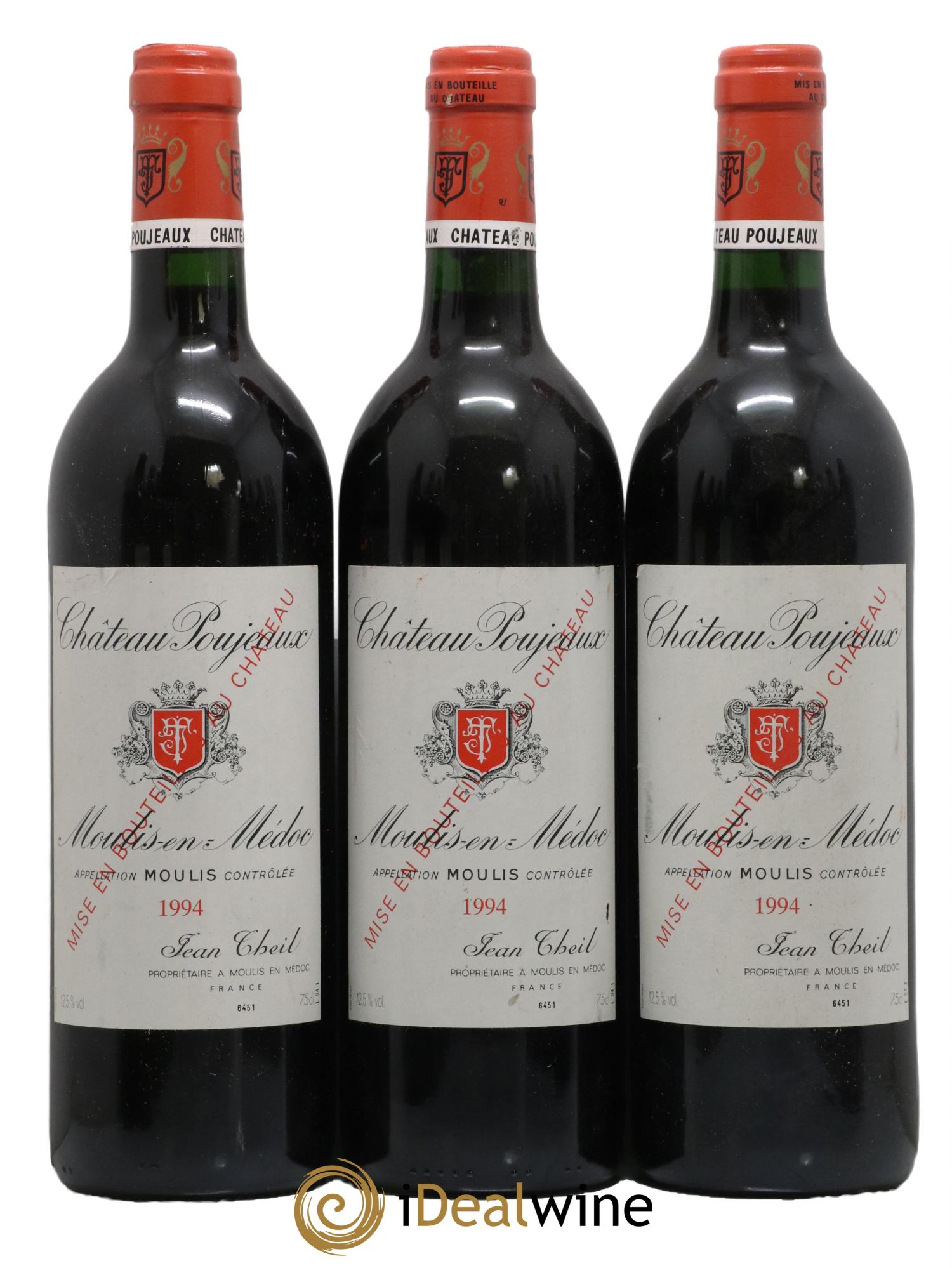 Château Poujeaux 1994 - Lot de 3 bouteilles - 0