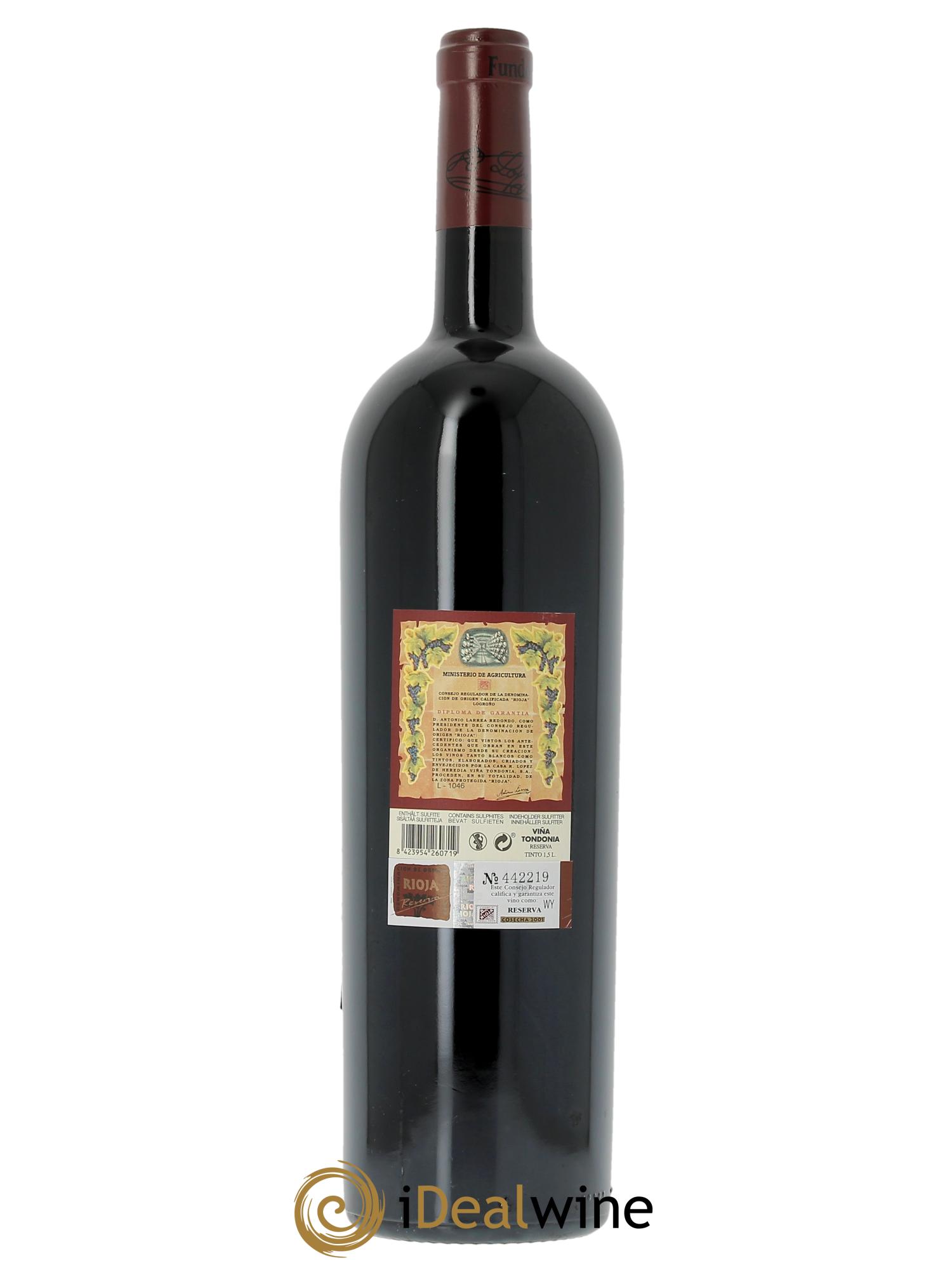 Rioja DOCA Reserva Vina Tondonia R. Lopez de Heredia 2001 - Lot de 1 magnum - 1