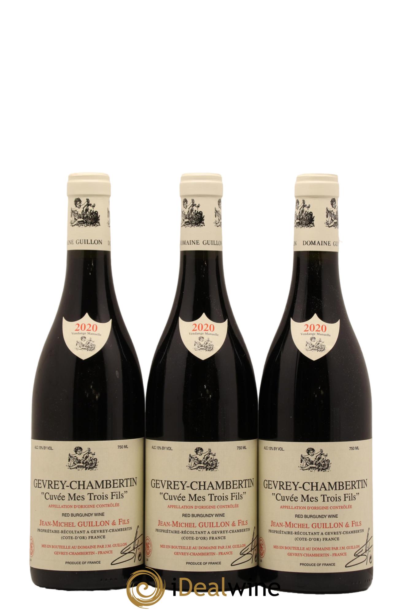 Gevrey-Chambertin Mes Trois Fils Domaine J. M. Guillon Et Fils 2020 - Lot de 3 bouteilles - 0
