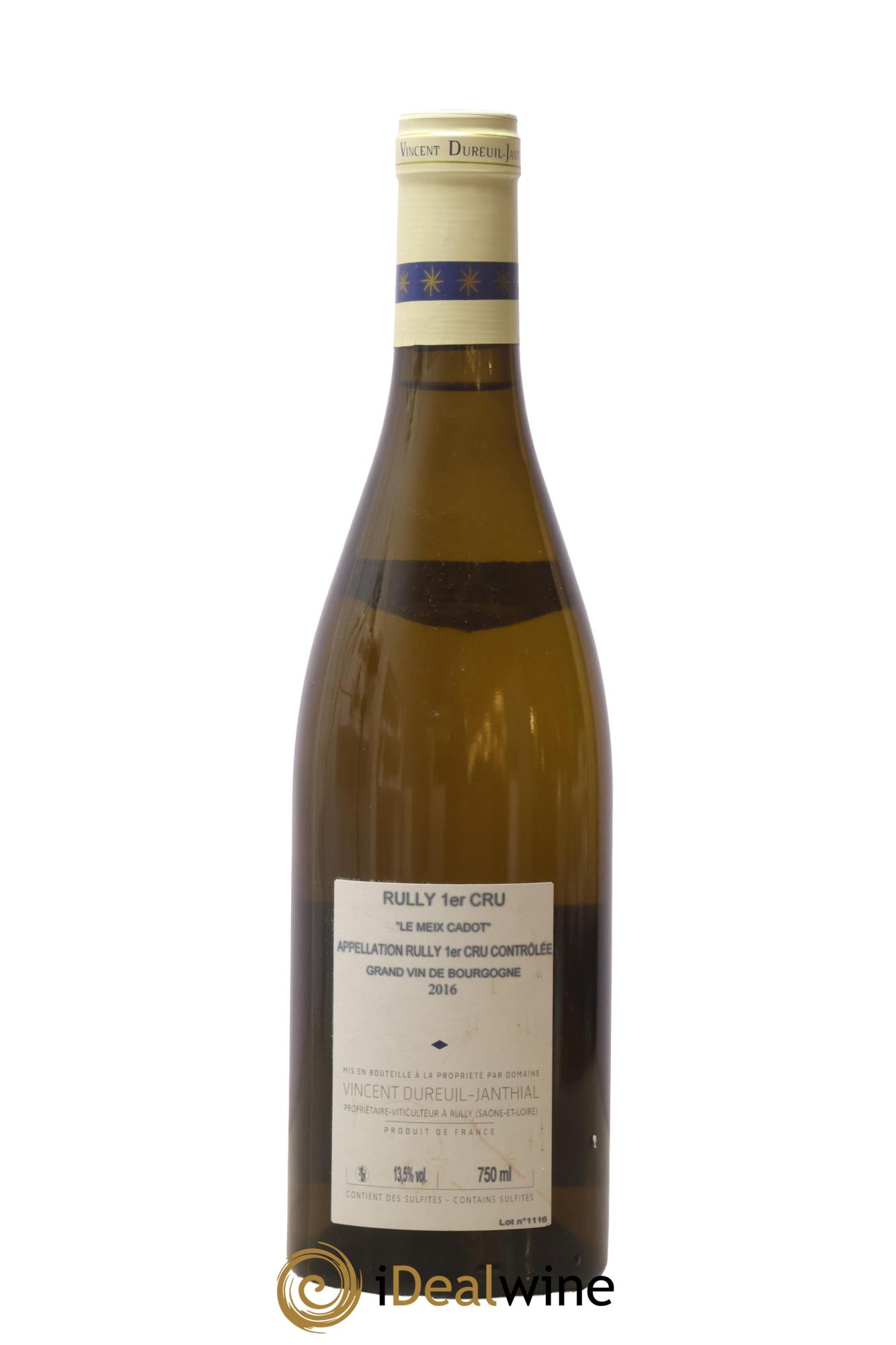 Rully 1er Cru Le Meix Cadot Vieilles Vignes Vincent Dureuil-Janthial 2016 - Lot of 1 bottle - 1