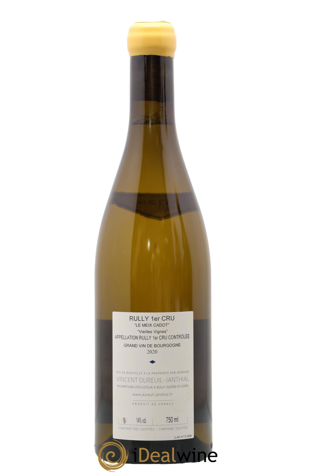 Rully 1er Cru Le Meix Cadot Vieilles Vignes Vincent Dureuil-Janthial 2020 - Lot of 1 bottle - 1