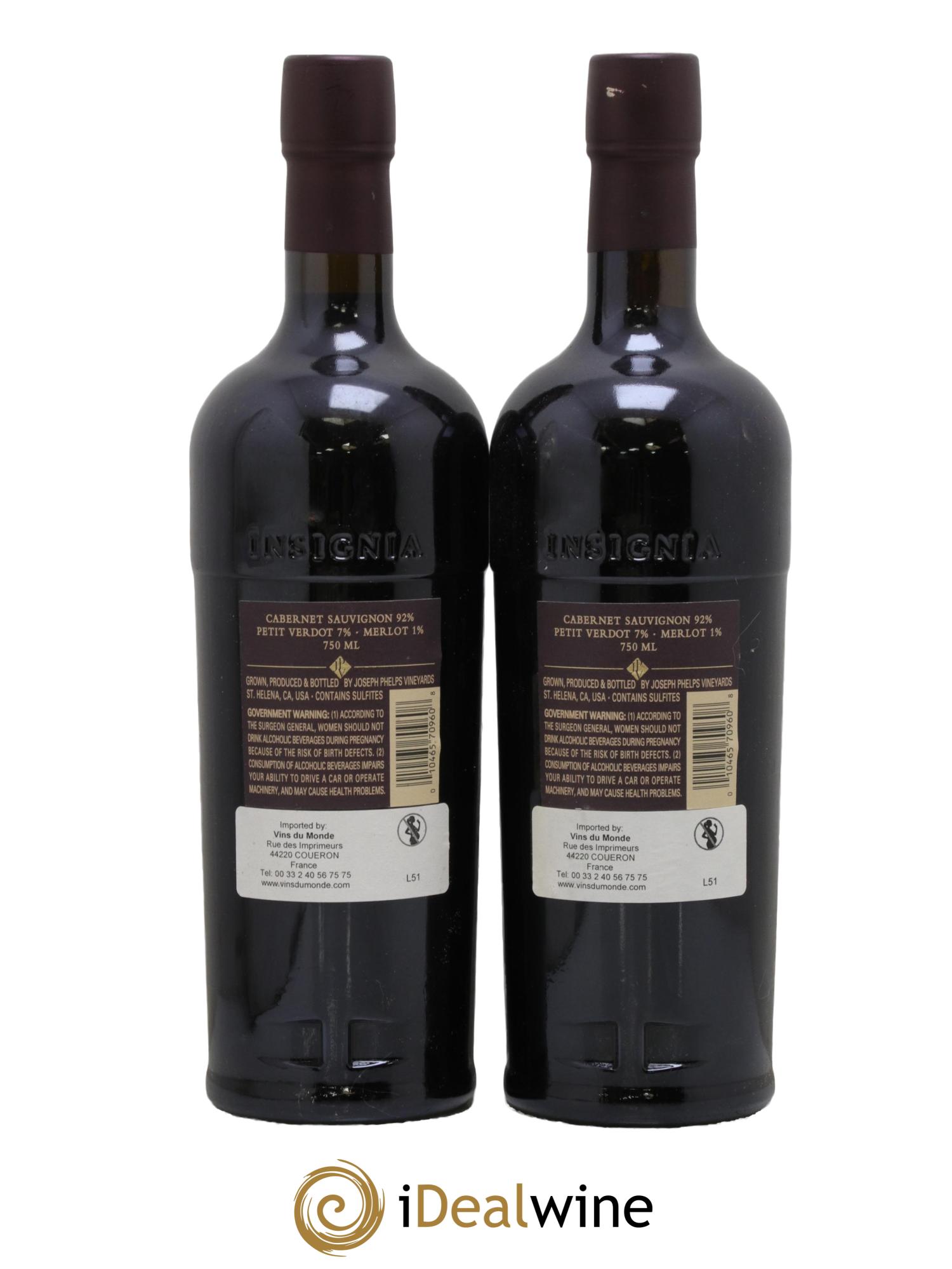 Napa Valley Insignia Joseph Phelps 2005 - Lot of 2 bottles - 1