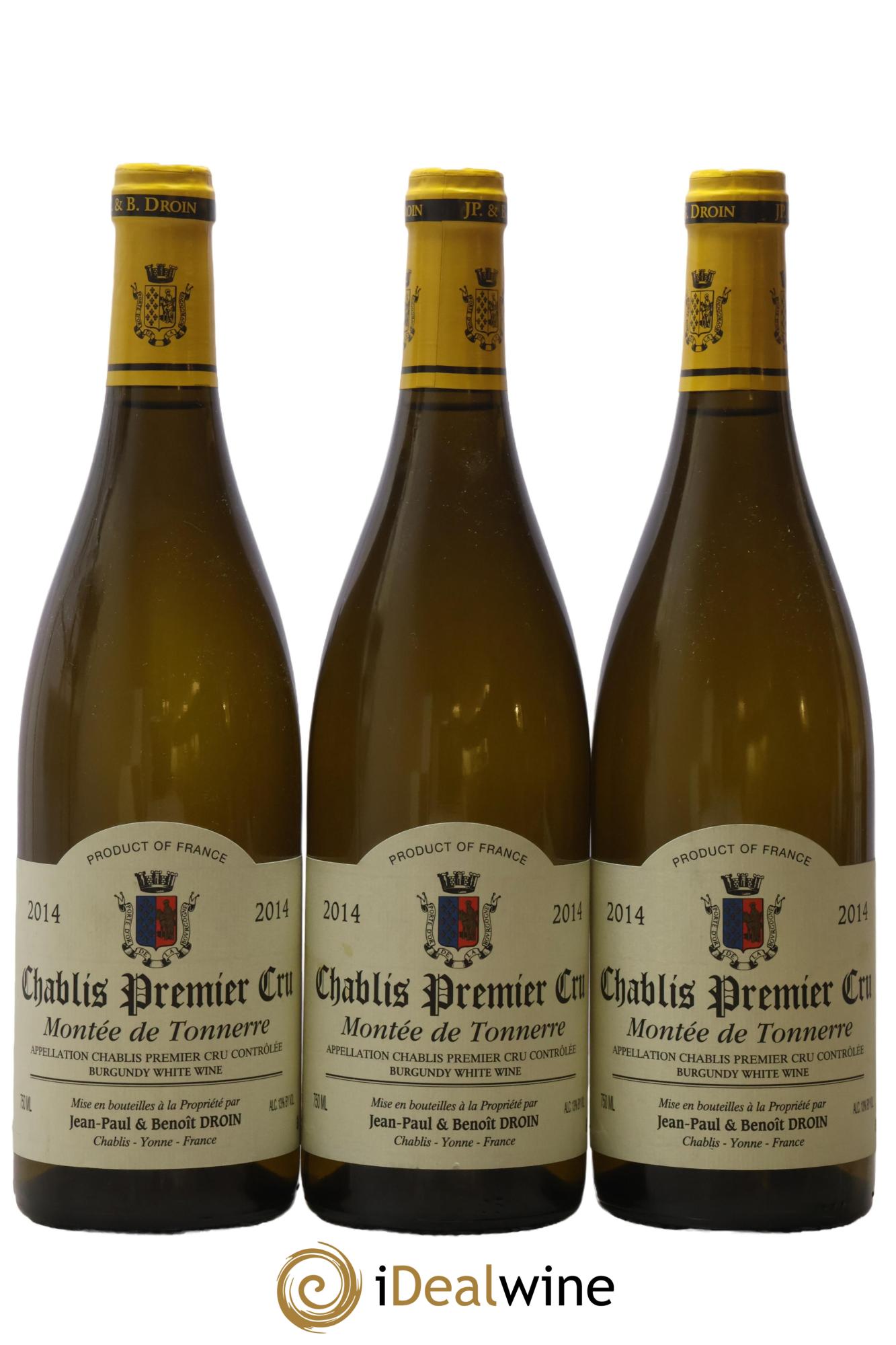 Chablis 1er Cru Montée de Tonnerre Jean-Paul & Benoît Droin (Domaine) 2014 - Lot de 3 bouteilles - 0