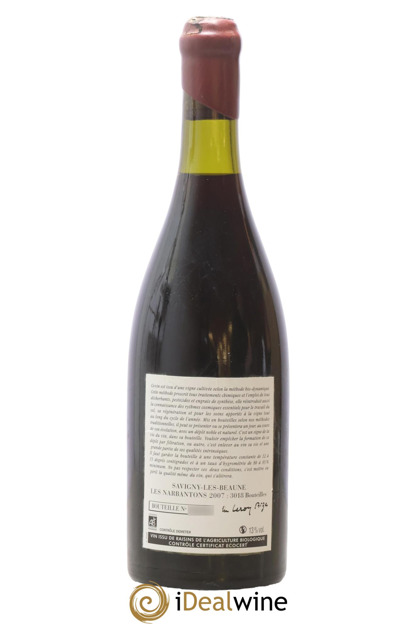 Savigny-lès-Beaune 1er Cru Les Narbantons Leroy (Domaine) 2007 - Lot de 1 bouteille - 1