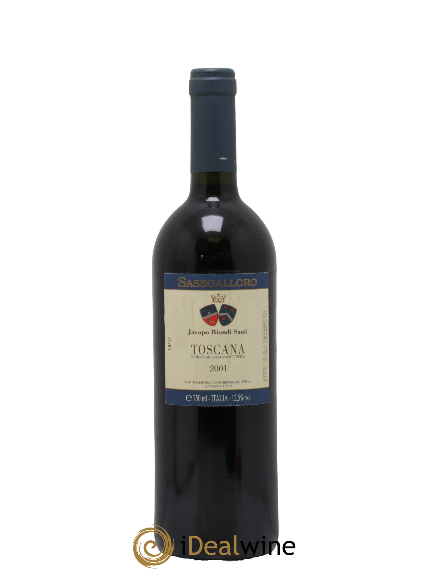Toscana IGT Sassualloro Jacopo Biondi Santi 2001 - Lot de 1 bouteille - 1