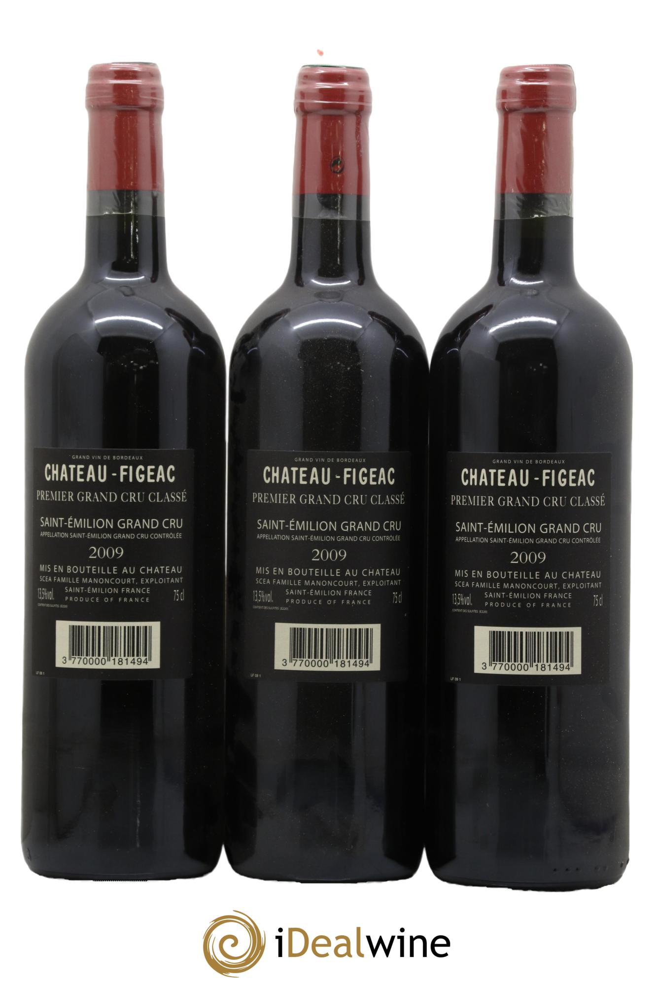 Château Figeac 1er Grand Cru Classé A 2009 - Lot of 3 bottles - 1