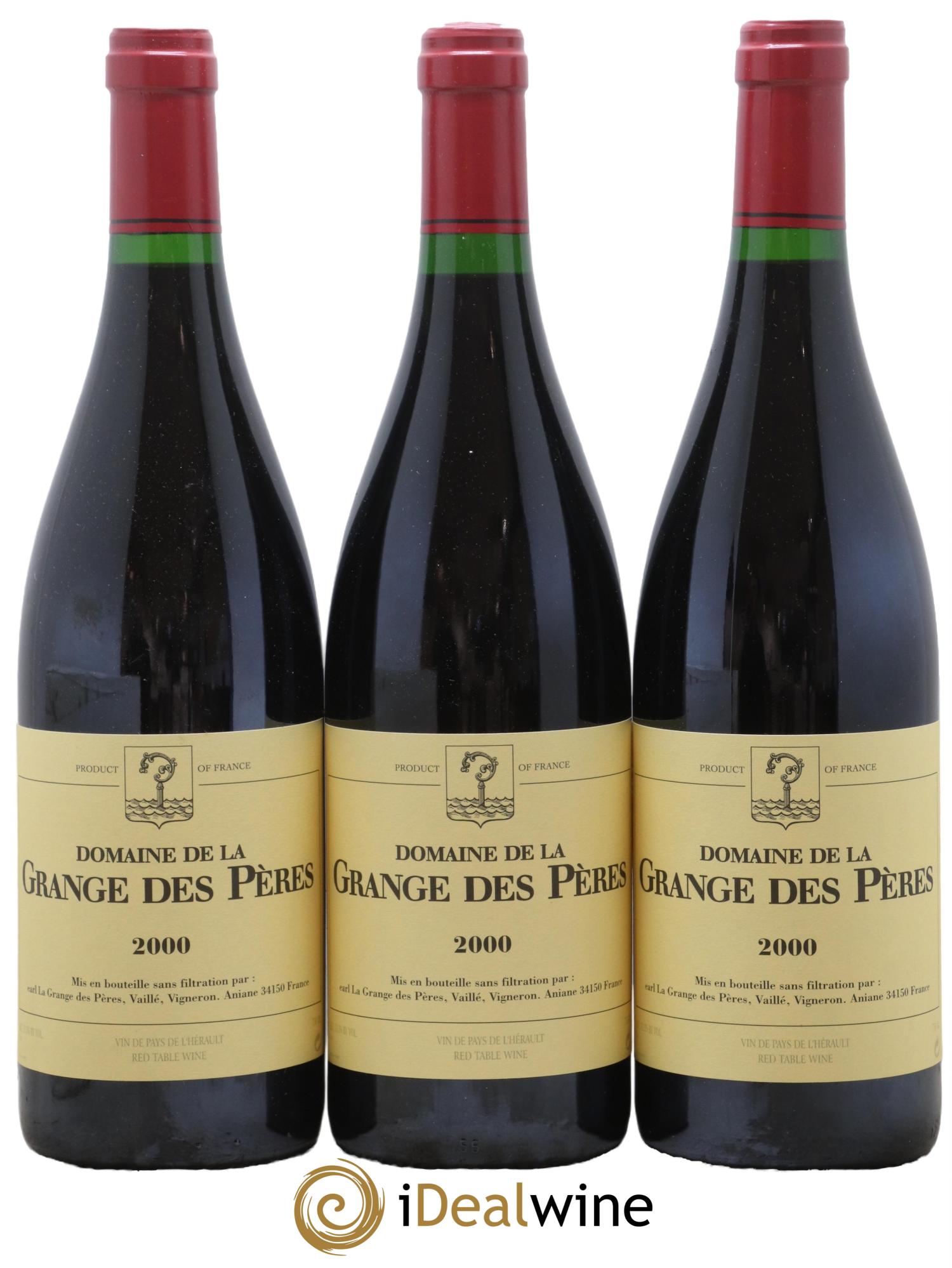 Pays d'Hérault Grange des Pères Laurent Vaillé 2000 - Lot de 3 bouteilles - 0