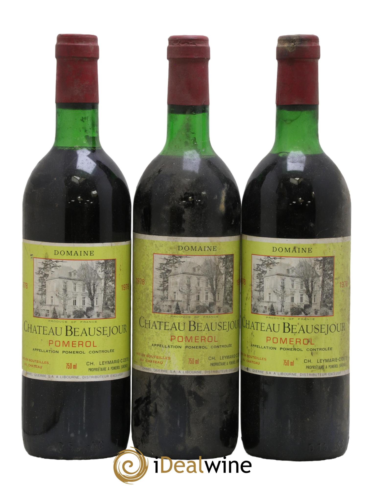 Pomerol Château Beausejour 1978 - Lotto di 3 bottiglie - 0