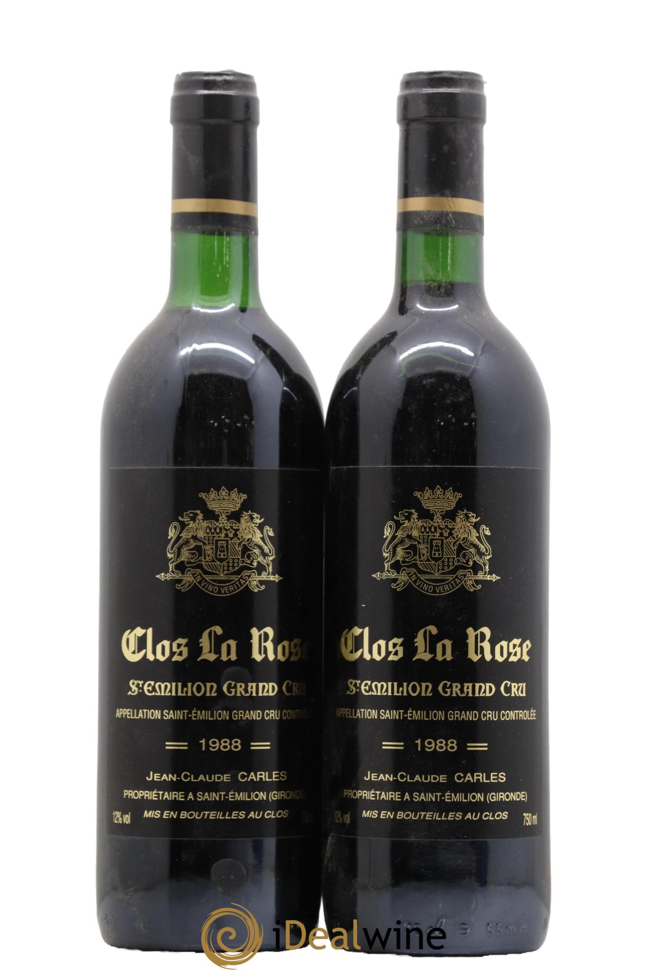 Saint-Émilion Grand Cru Clos La Rose 1988 - Lot de 2 bouteilles - 0