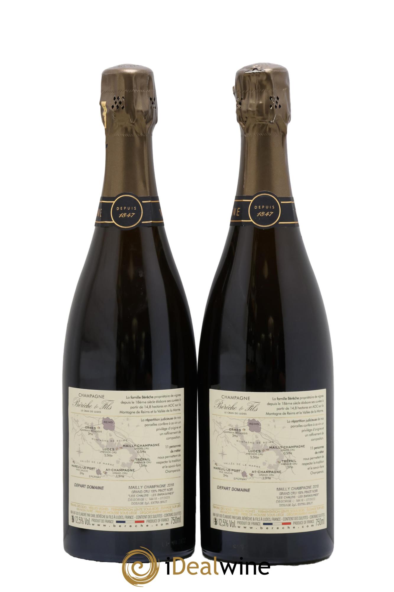Mailly-Champagne Grand Cru Extra-Brut Bérêche et Fils 2018 - Lot of 2 bottles - 1