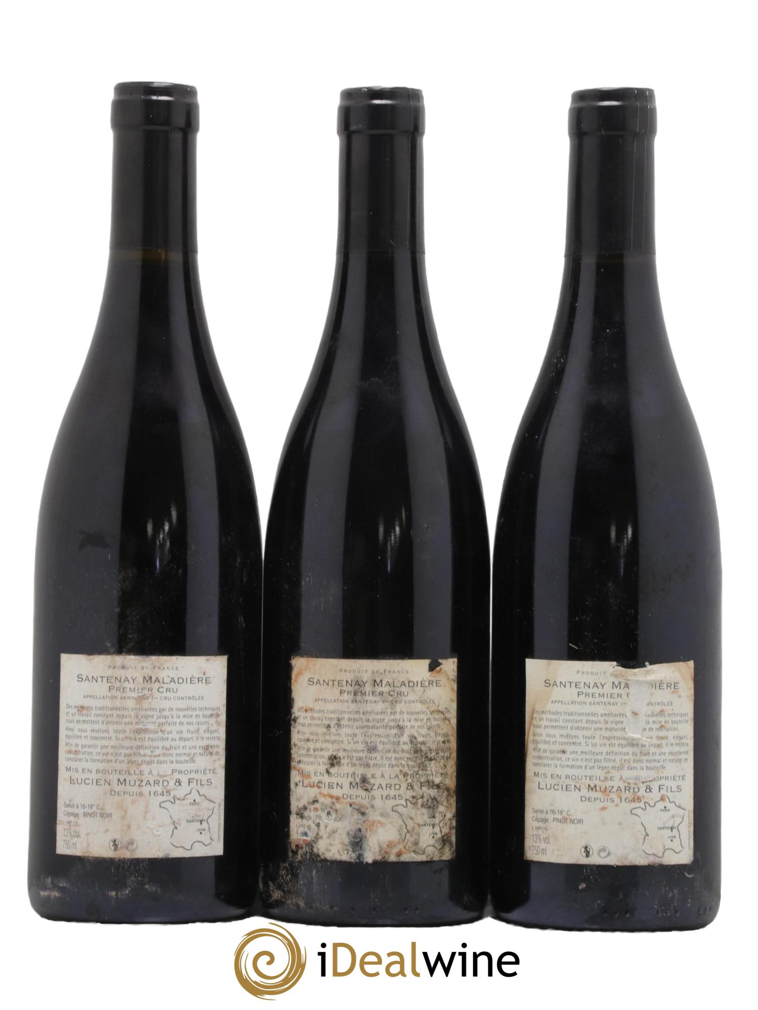 Santenay 1er Cru Maladiere Lucien Muzard et Fils 2008 - Lotto di 3 bottiglie - 1
