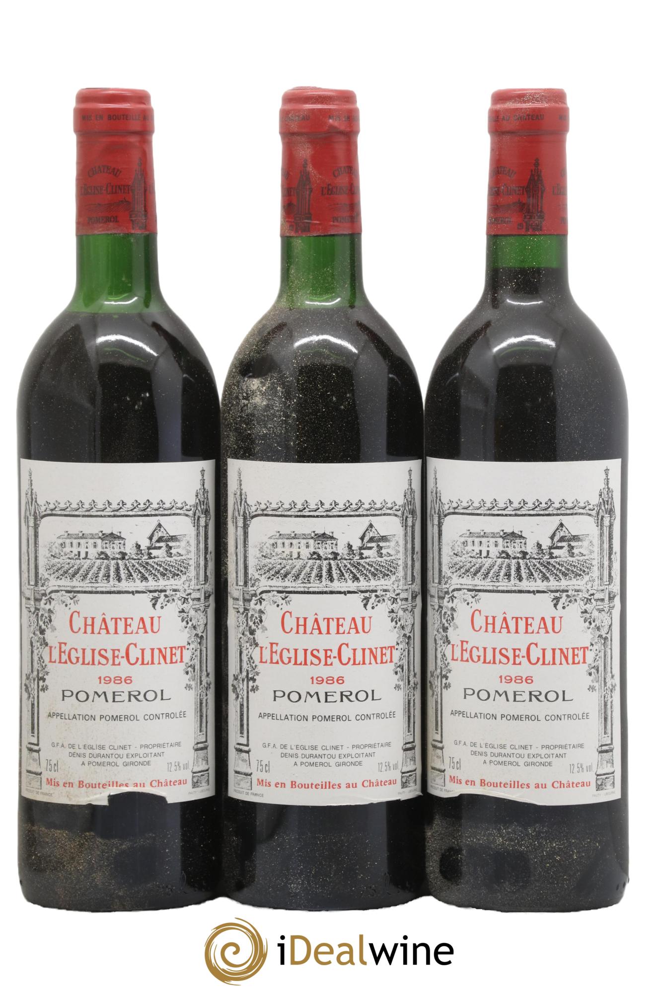 Château l' Église Clinet 1986 - Lot of 3 bottles - 0