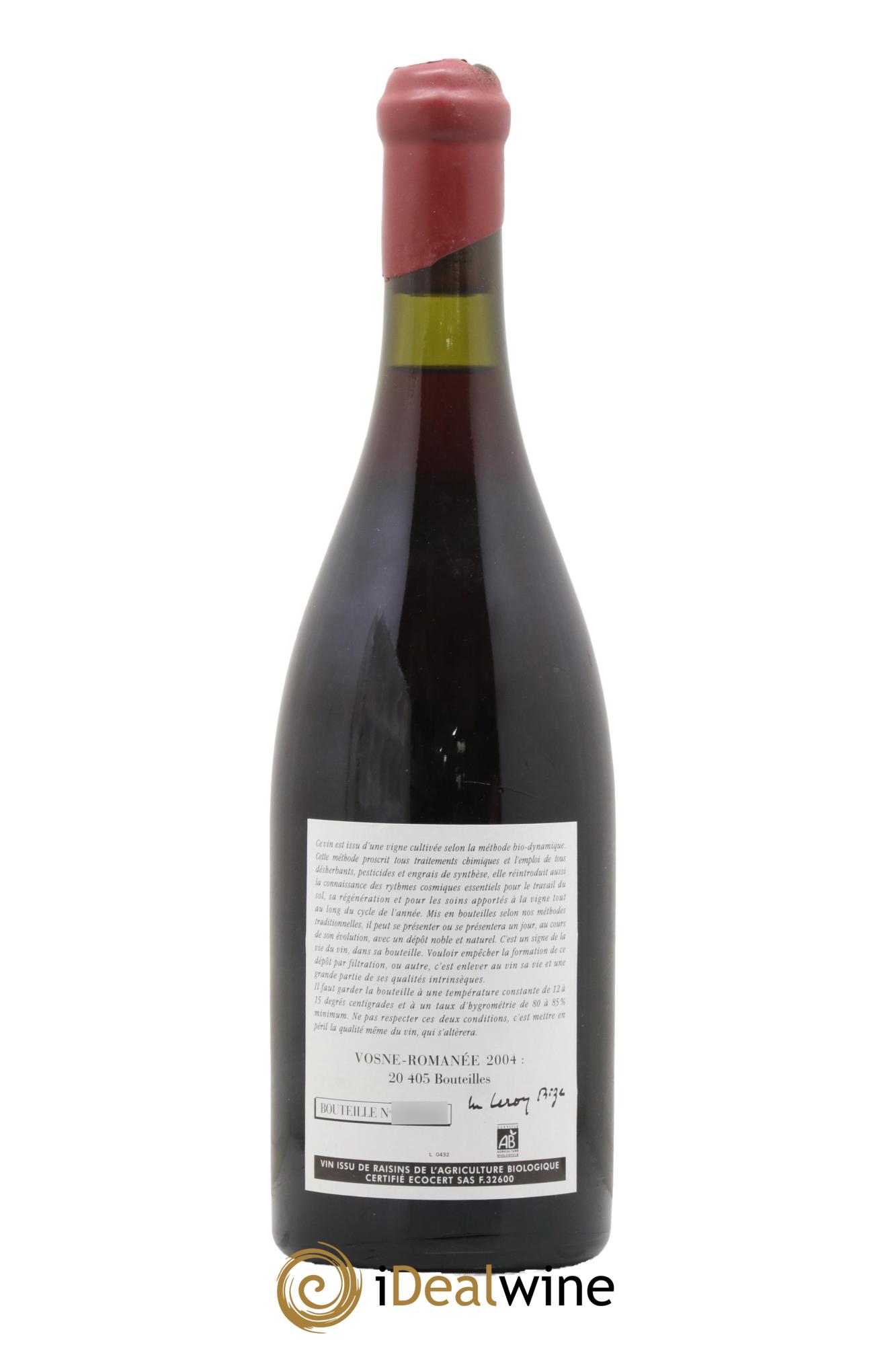 Vosne-Romanée Leroy (Domaine) 2004 - Lot of 1 bottle - 1