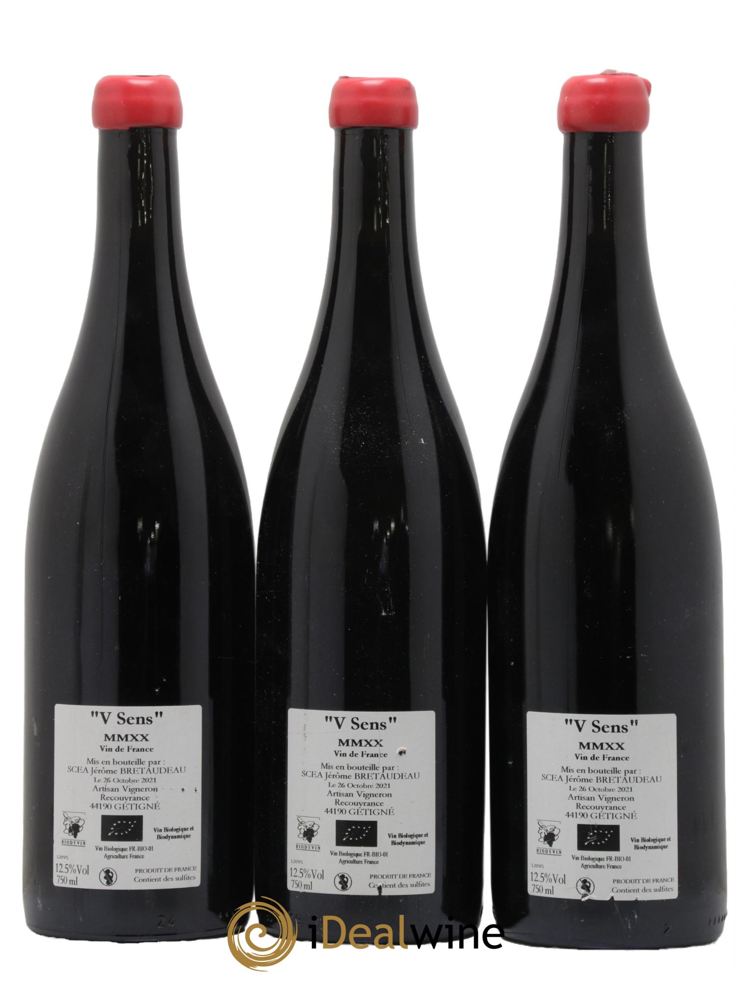 Vin de France V Sens Jérôme Bretaudeau - Domaine de Bellevue 2020 - Lot de 3 bouteilles - 1