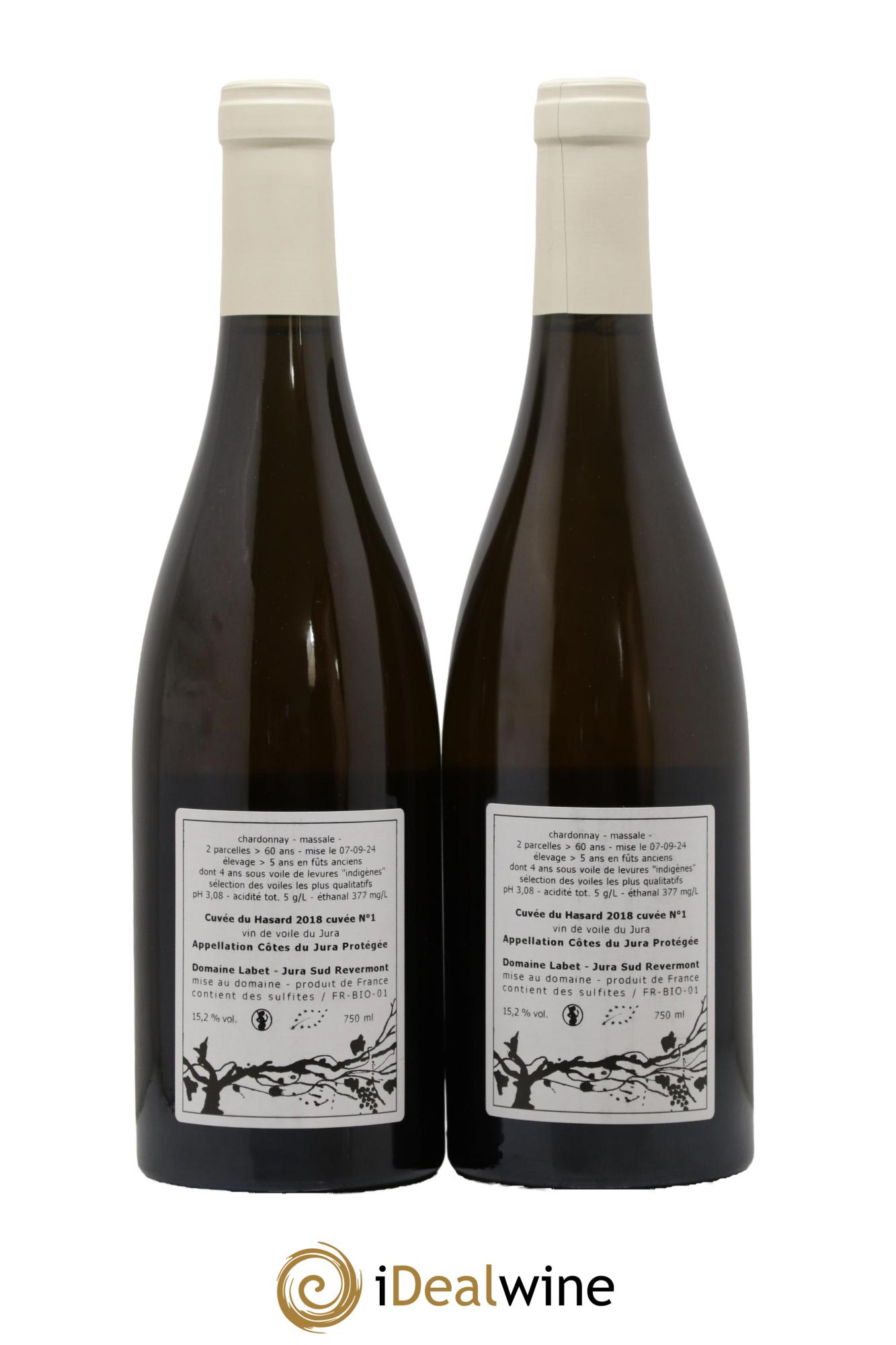 Côtes du Jura Vin de voile Chardonnay du Hasard Romain - Julien  - Charline Labet 2018 - Lotto di 2 bottiglie - 1