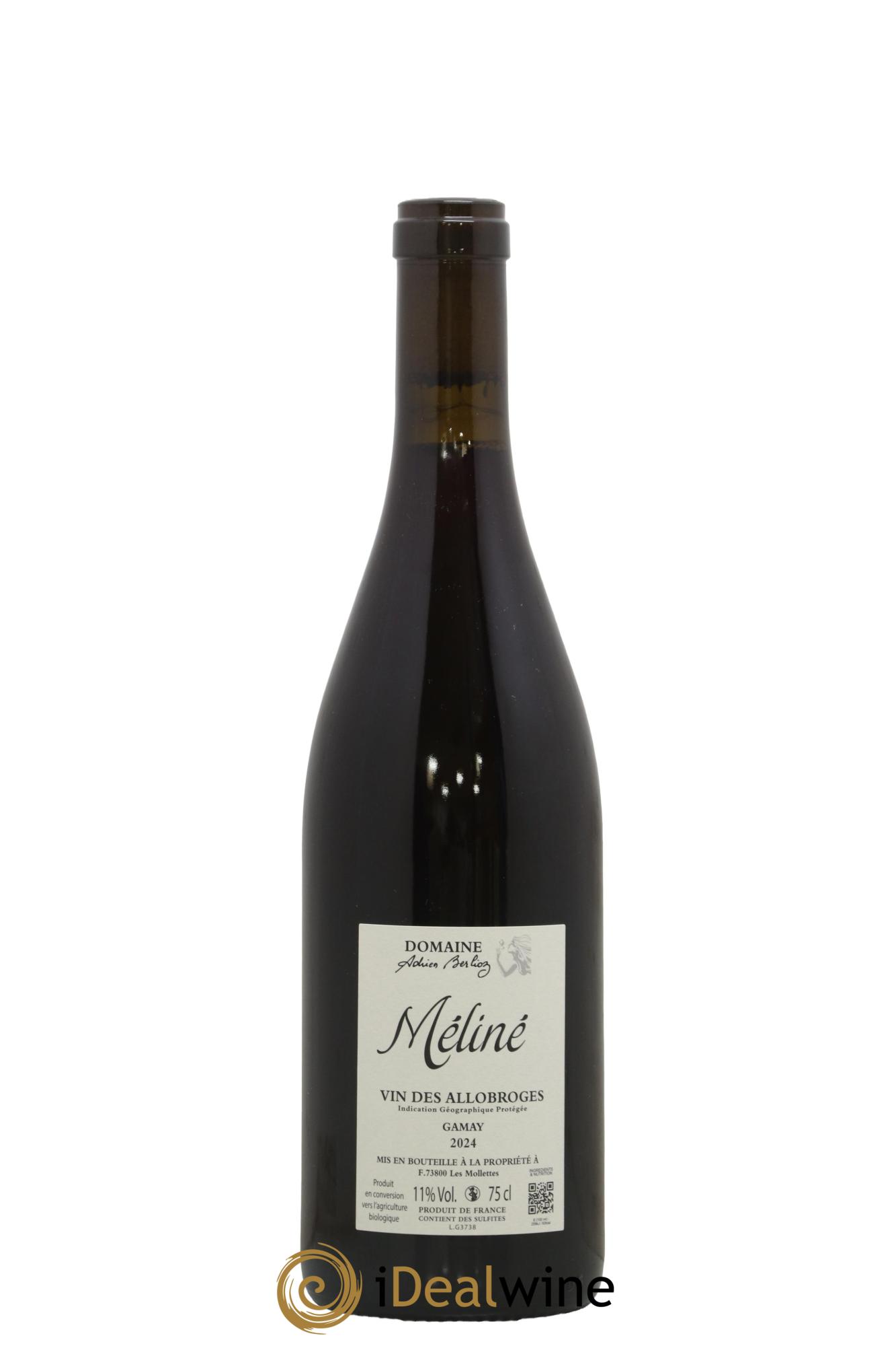 Vin de France Vin des Allobroges Gamay Cuvée Méliné Adrien Berlioz 2024 - Lot de 1 bouteille - 1