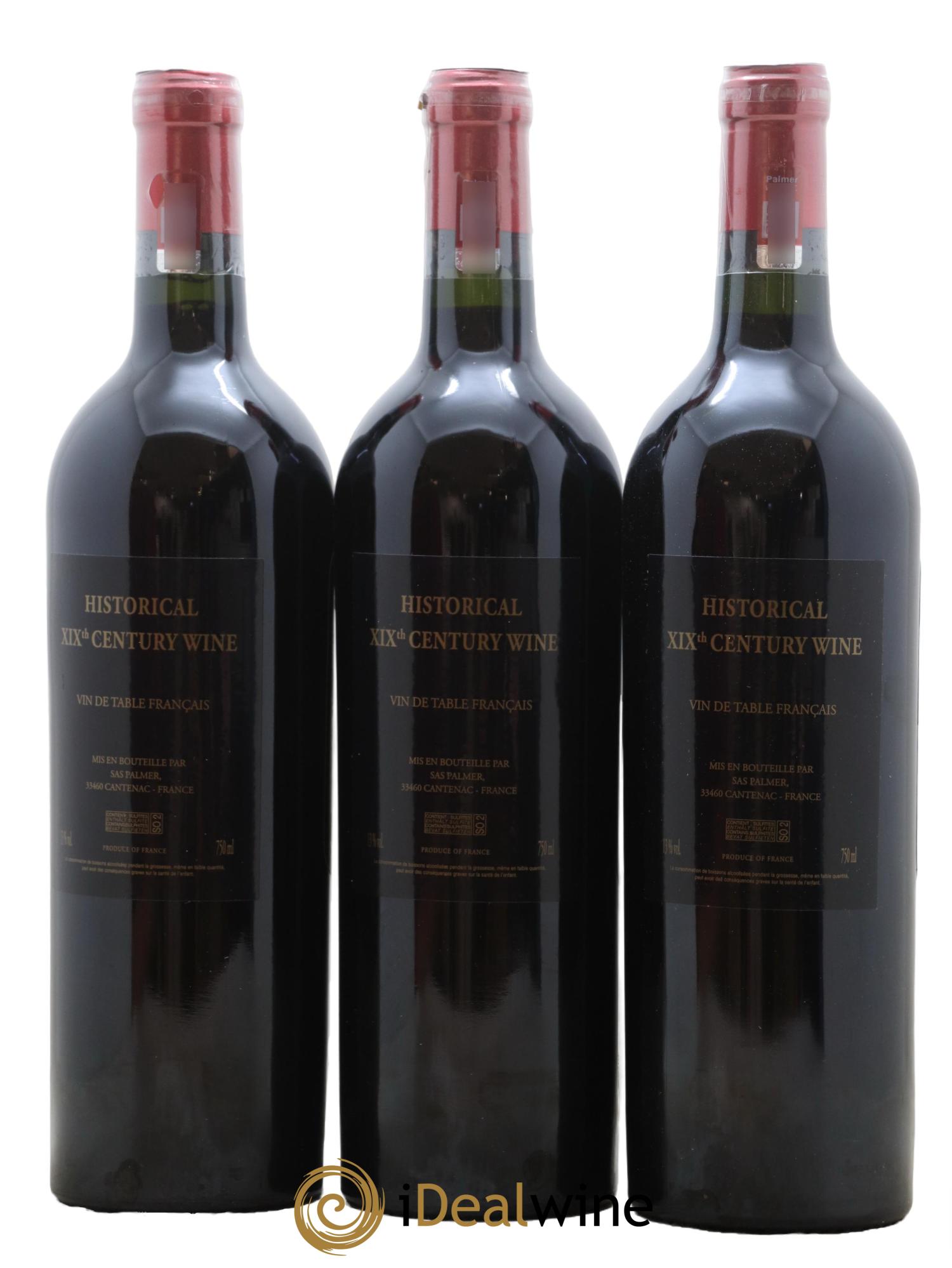 Vin de France SAS Palmer Historical XIXth Century Wine - Lot of 3 bottles - 1