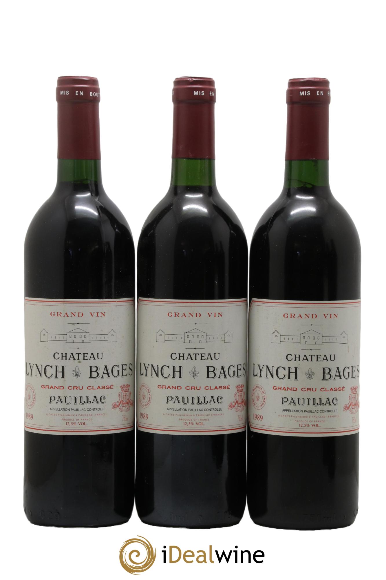 Château Lynch Bages 5ème Grand Cru Classé 1989 - Lot de 3 bouteilles - 0