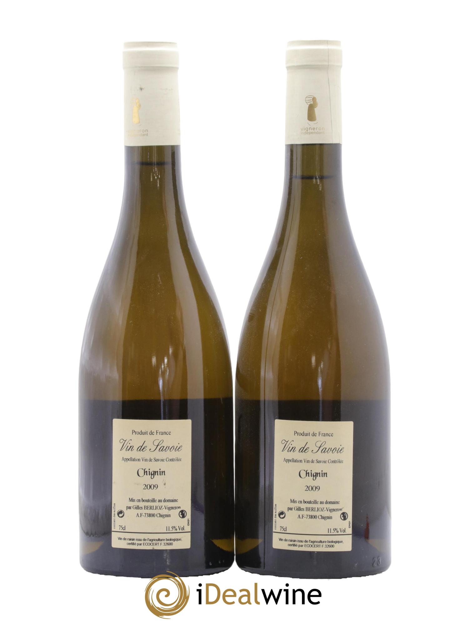 Vin de Savoie Chignin Gilles Berlioz  2009 - Lot de 2 bouteilles - 1