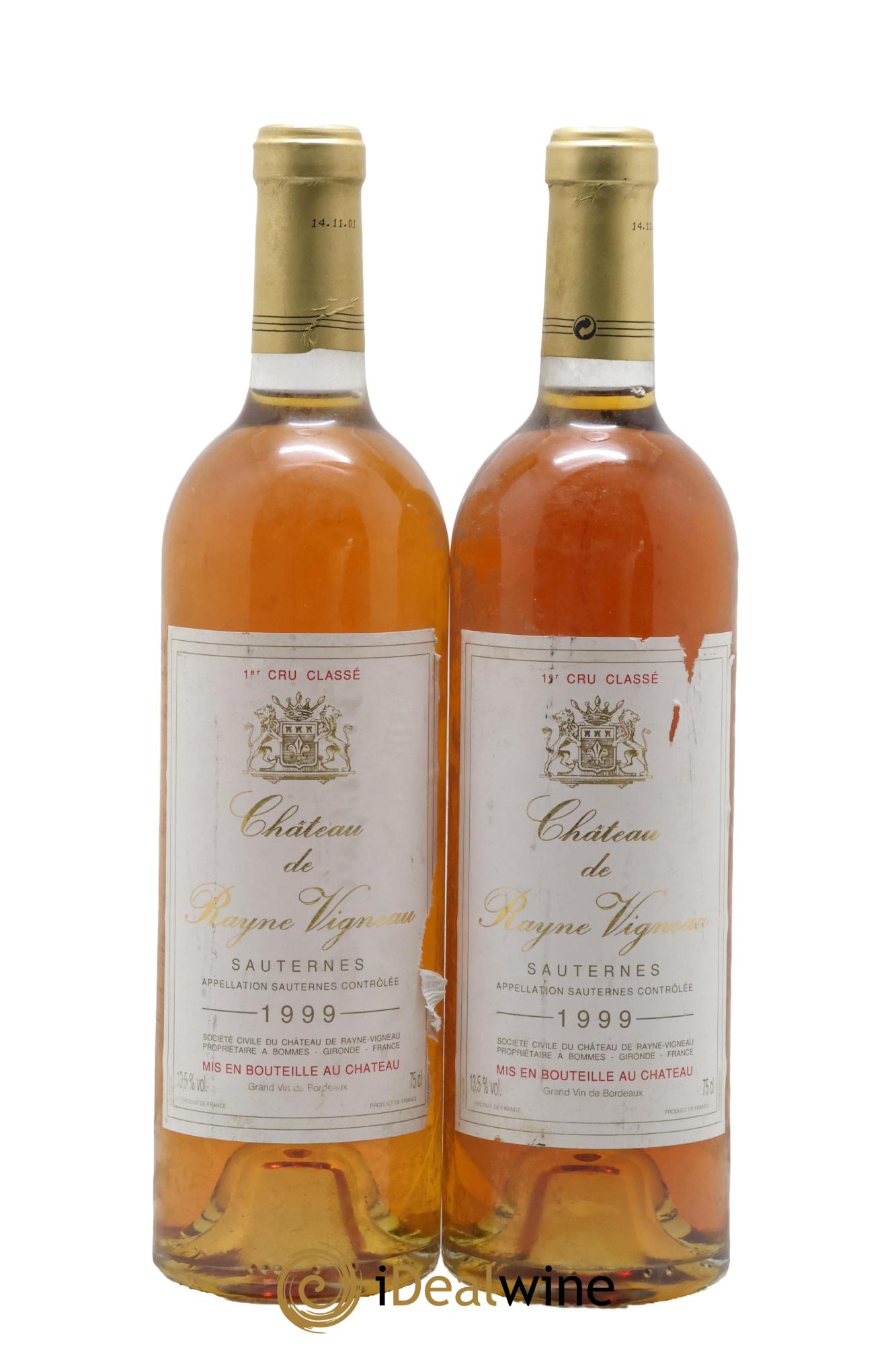 Château de Rayne Vigneau 1er Grand Cru Classé 1999 - Lot of 2 bottles - 0