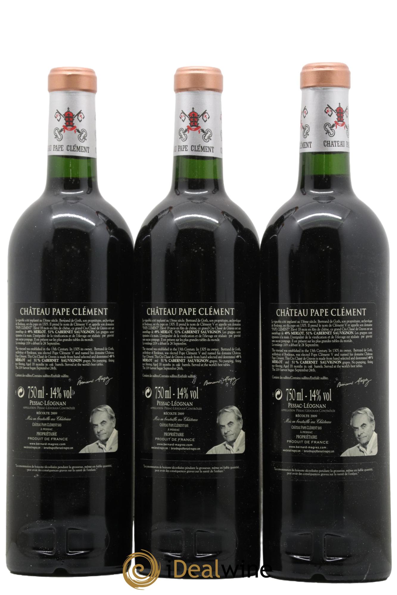 Château Pape Clément Cru Classé de Graves 2009 - Lot of 3 bottles - 1
